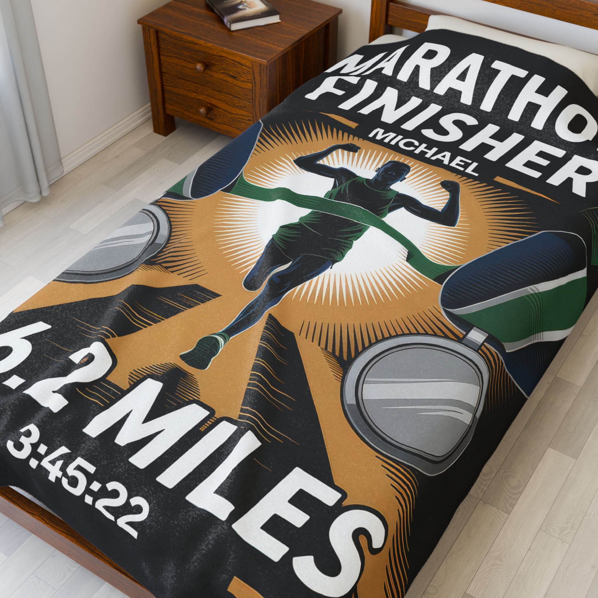 Men's Marathon Achievement Personalized Plush Blanket