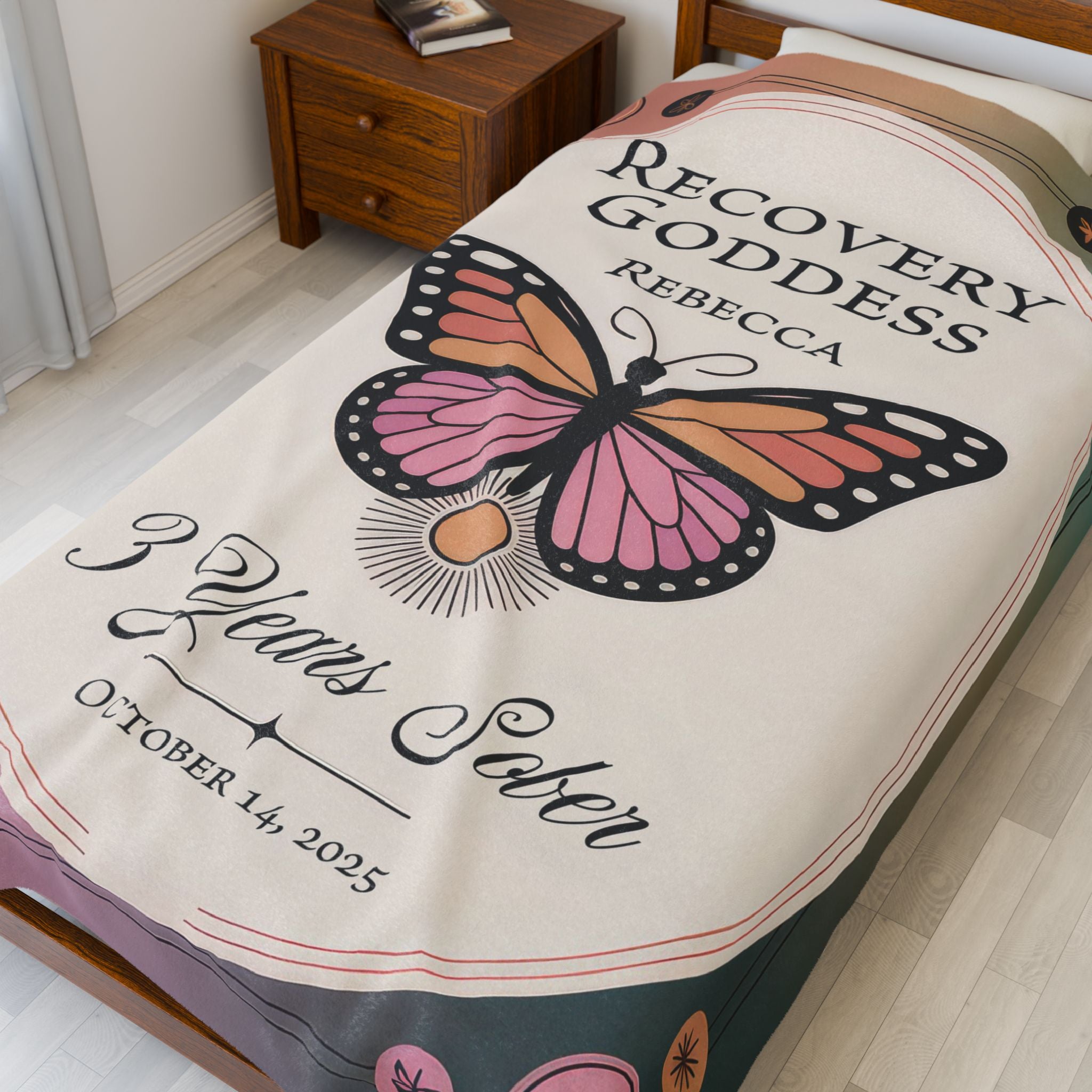 Hers Sobriety Recovery Milestone Personalized Plush Blanket