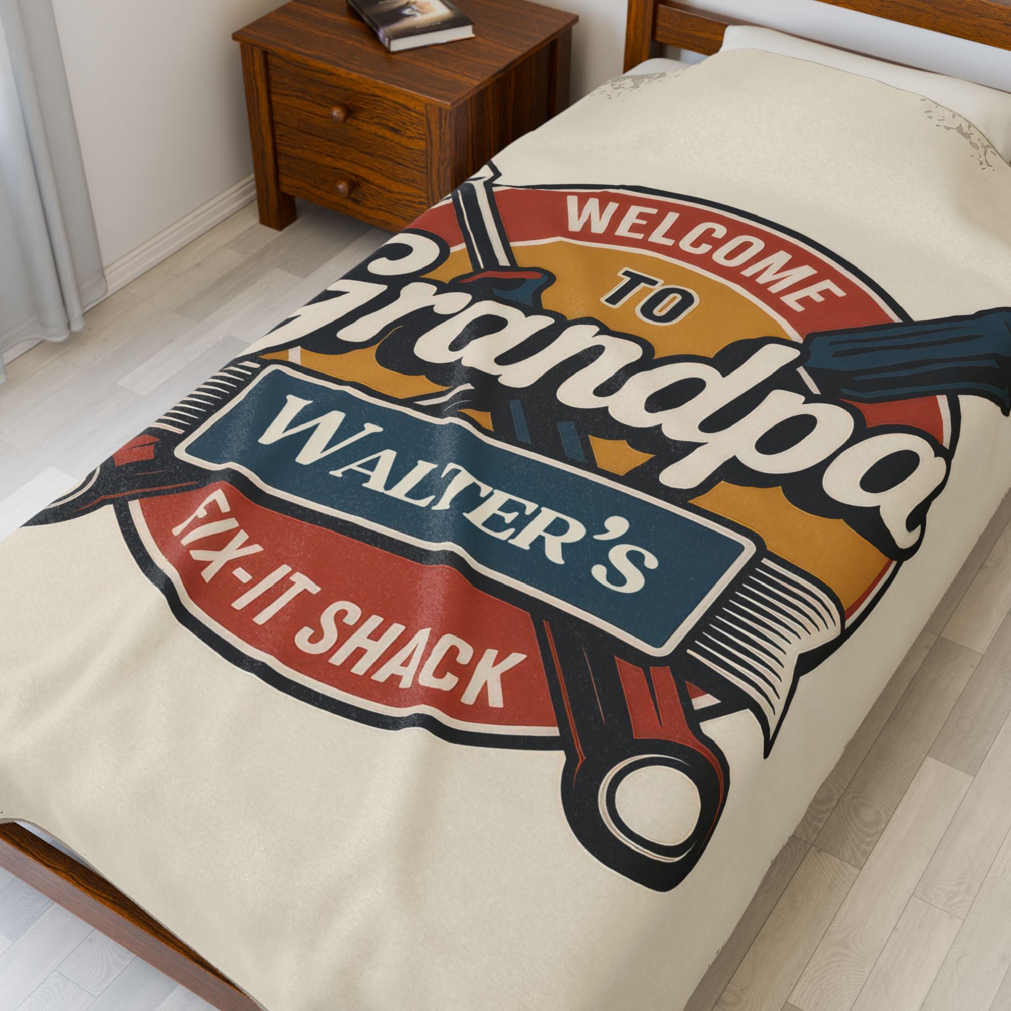 Grandpa Fix-It-Shack Personalized Plush Blanket
