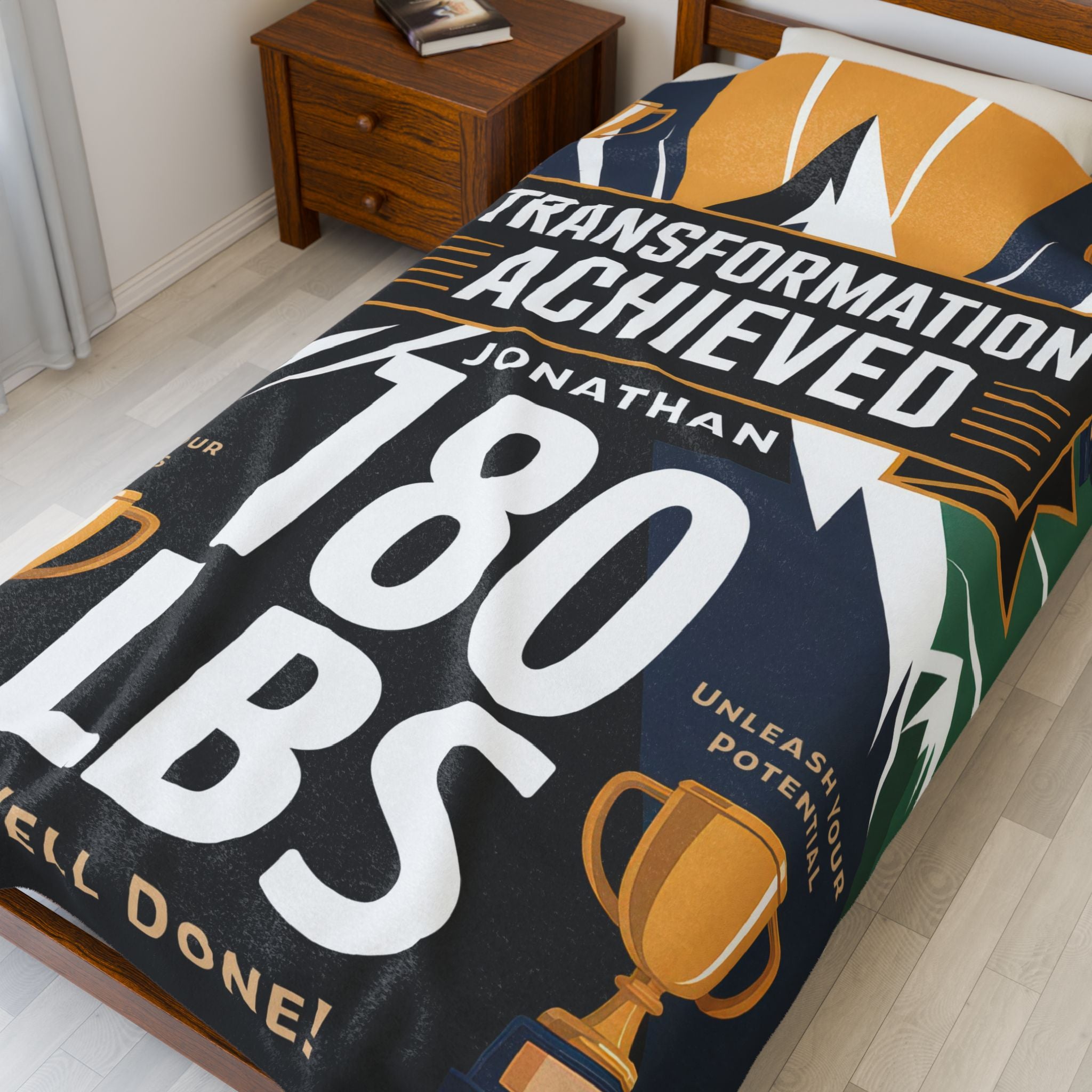 Men's Weight Loss Achievement Personalized Plush Blanket