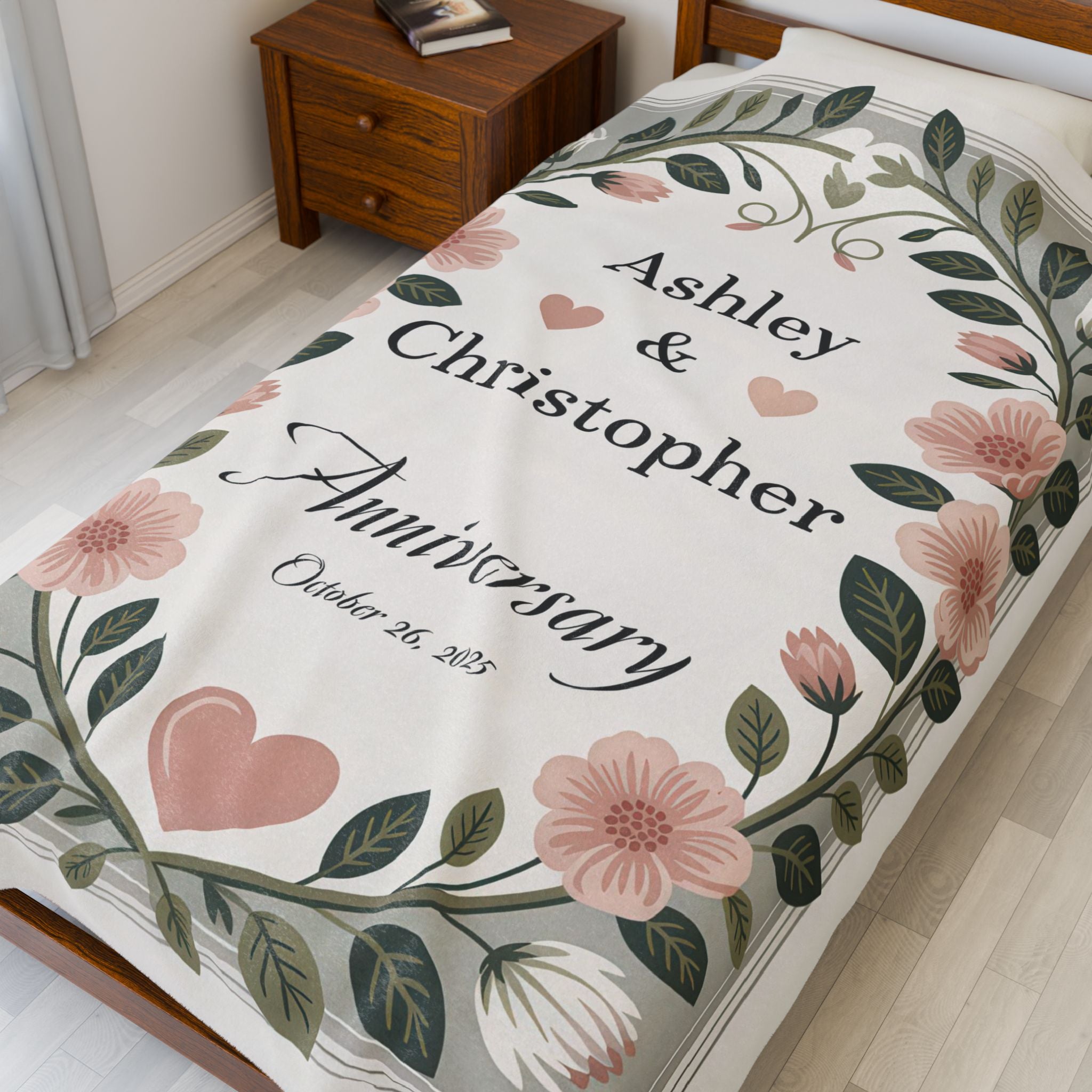 Anniversary Party Personalized Couples Plush Blanket