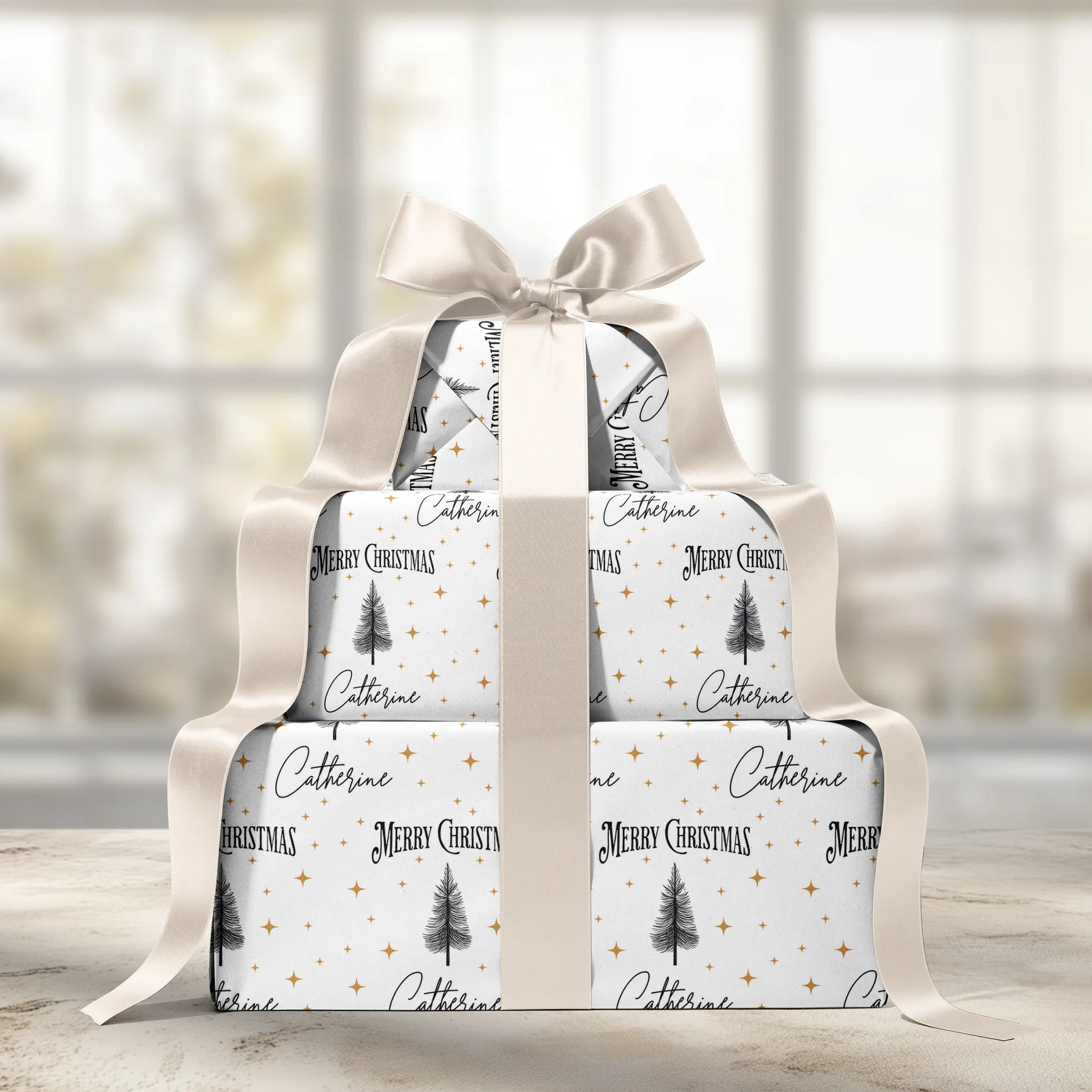 Starry Christmas Tree Gift Wrapping Paper