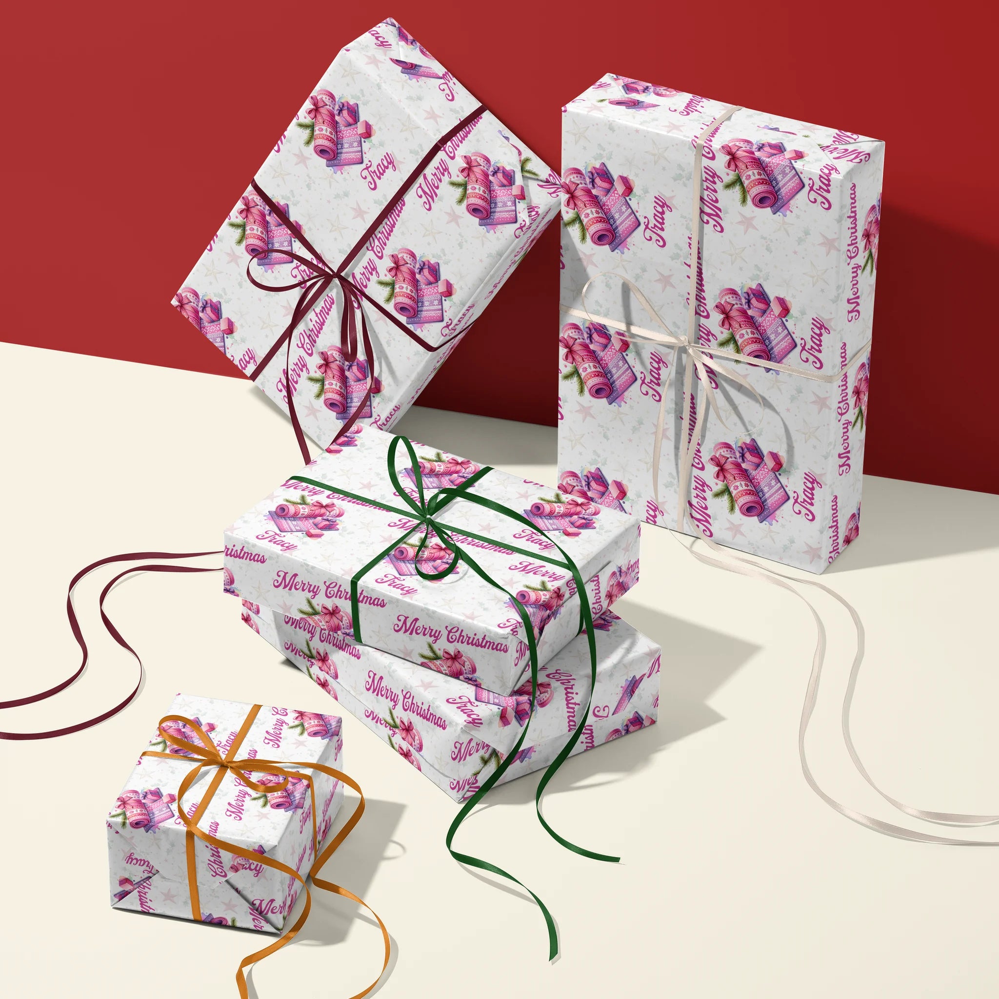 Downward Dog Santa Gift Wrapping Paper