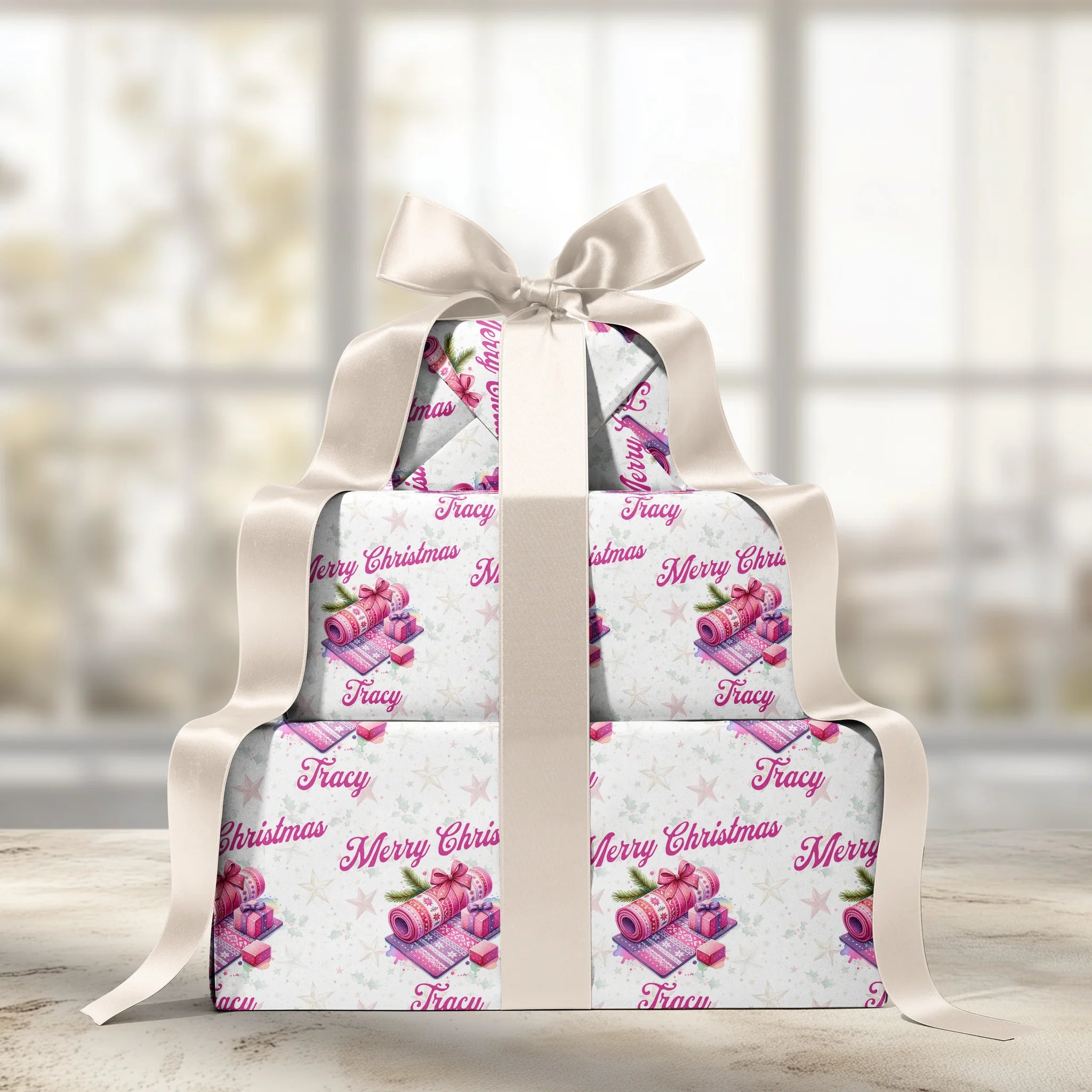 Downward Dog Santa Gift Wrapping Paper