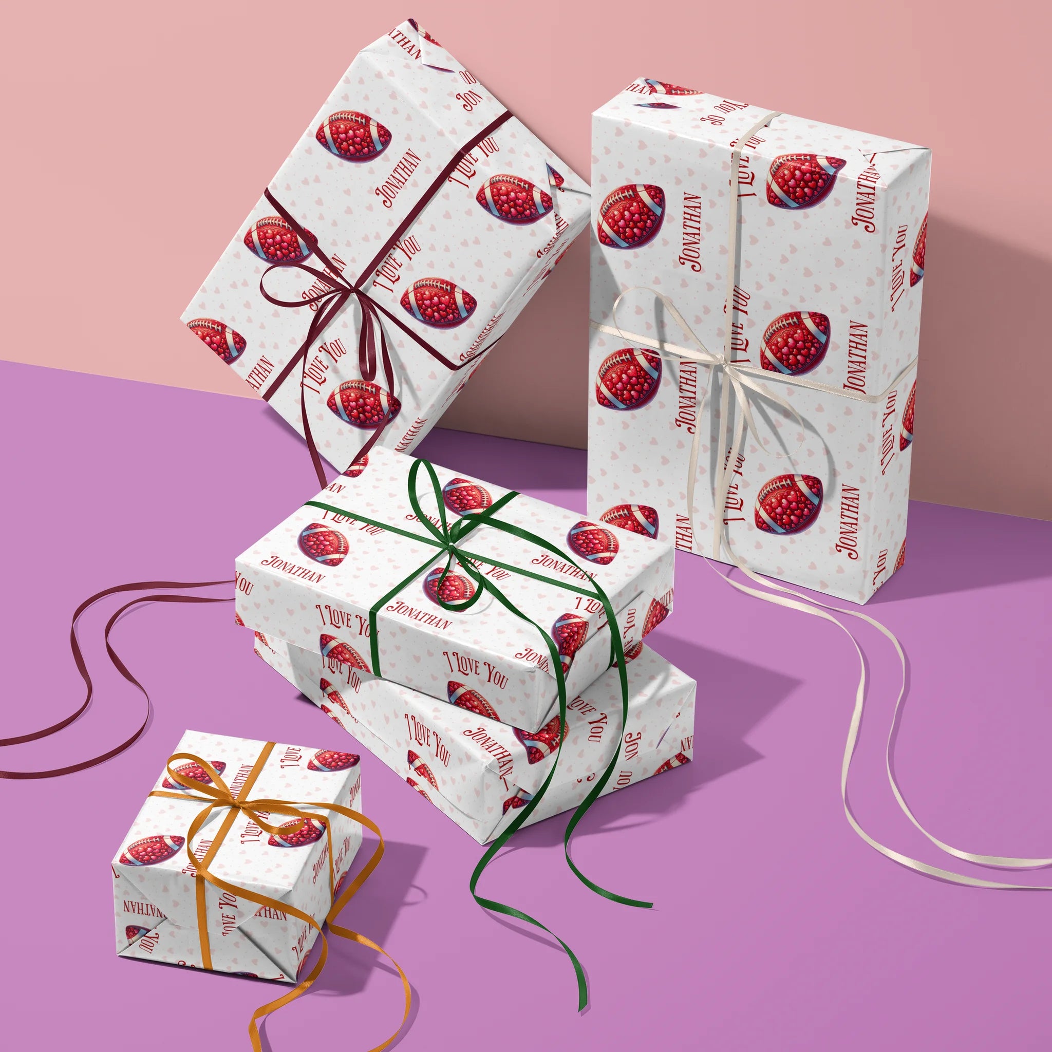Heartfelt Touchdown Gift Wrapping Paper