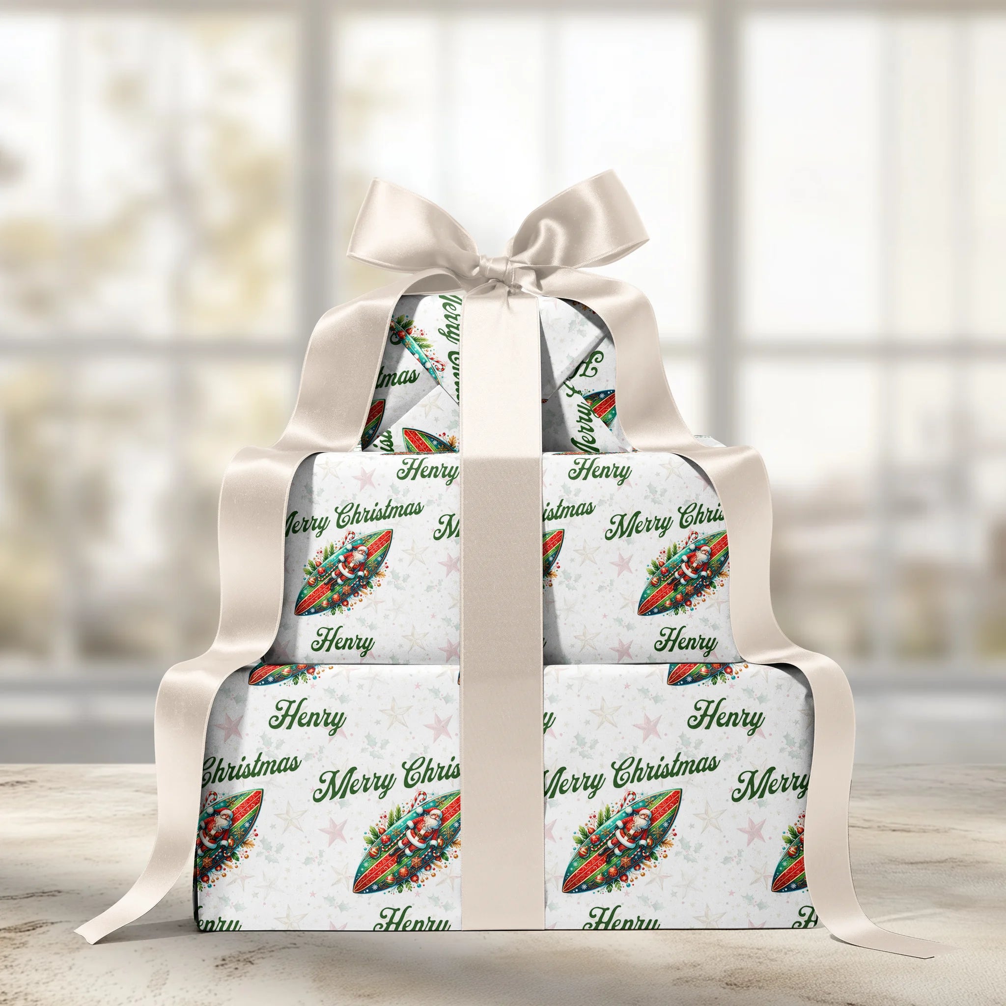 Santa’s Wave Gift Wrapping Paper