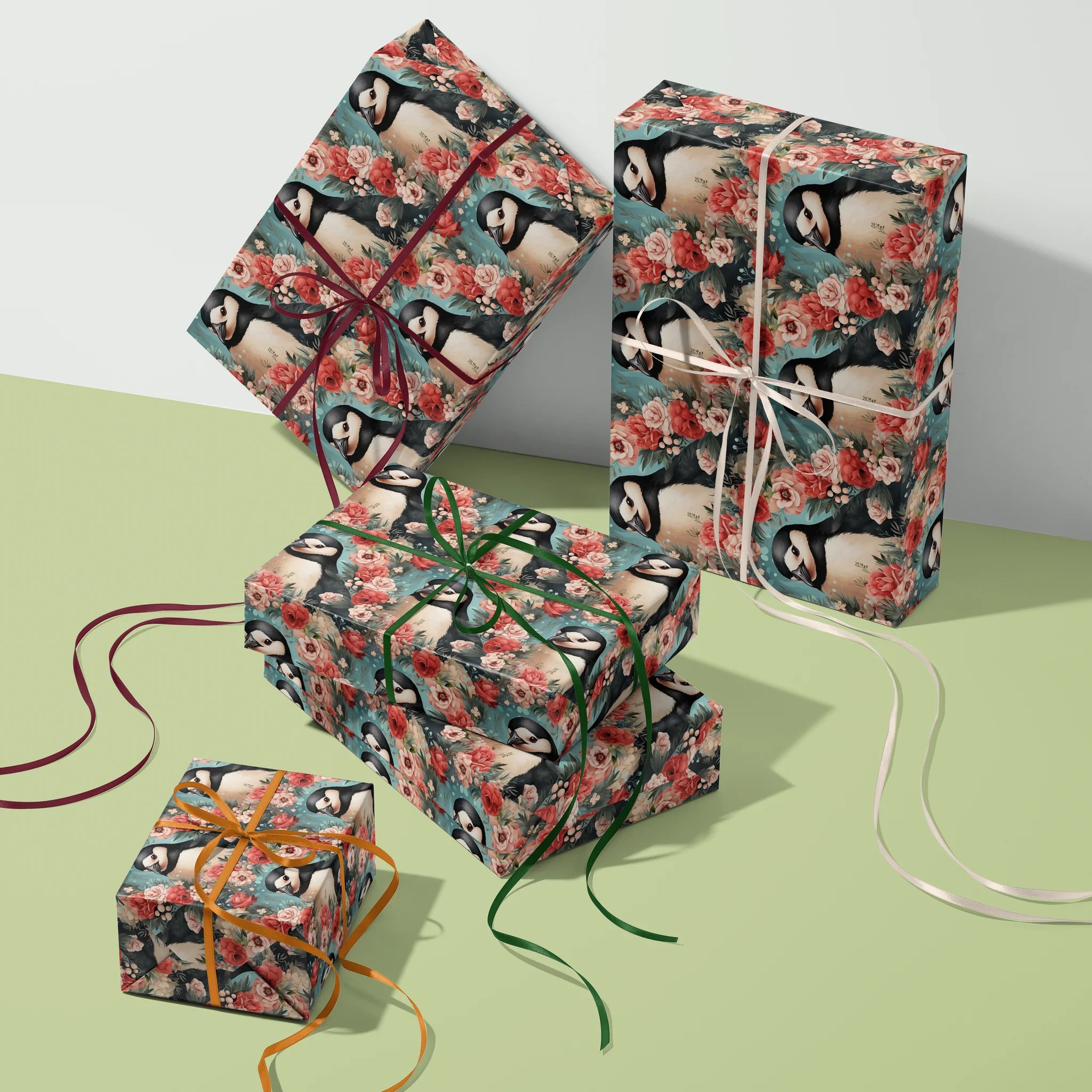 Feathered Frost Bloom Gift Wrapping Paper