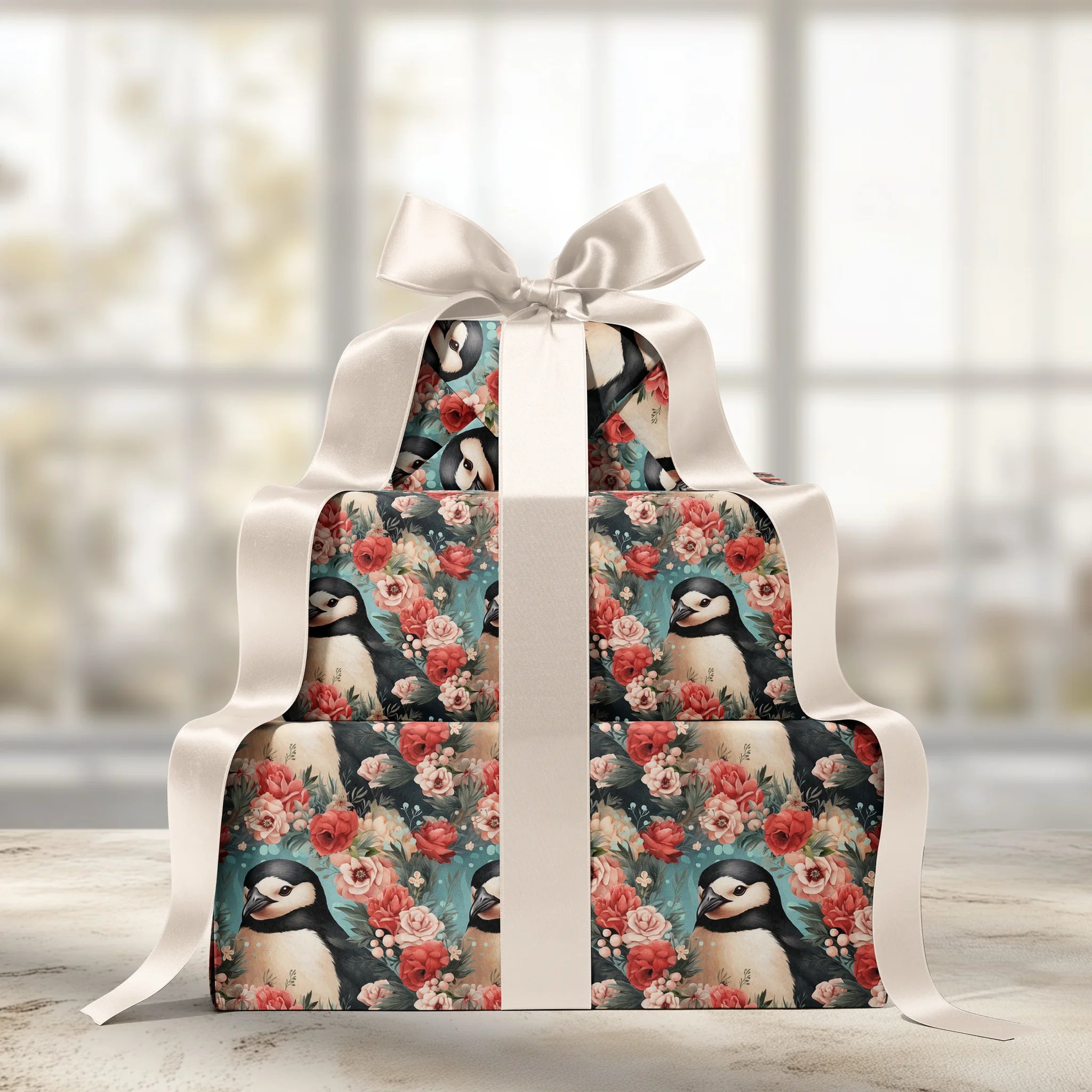 Feathered Frost Bloom Gift Wrapping Paper