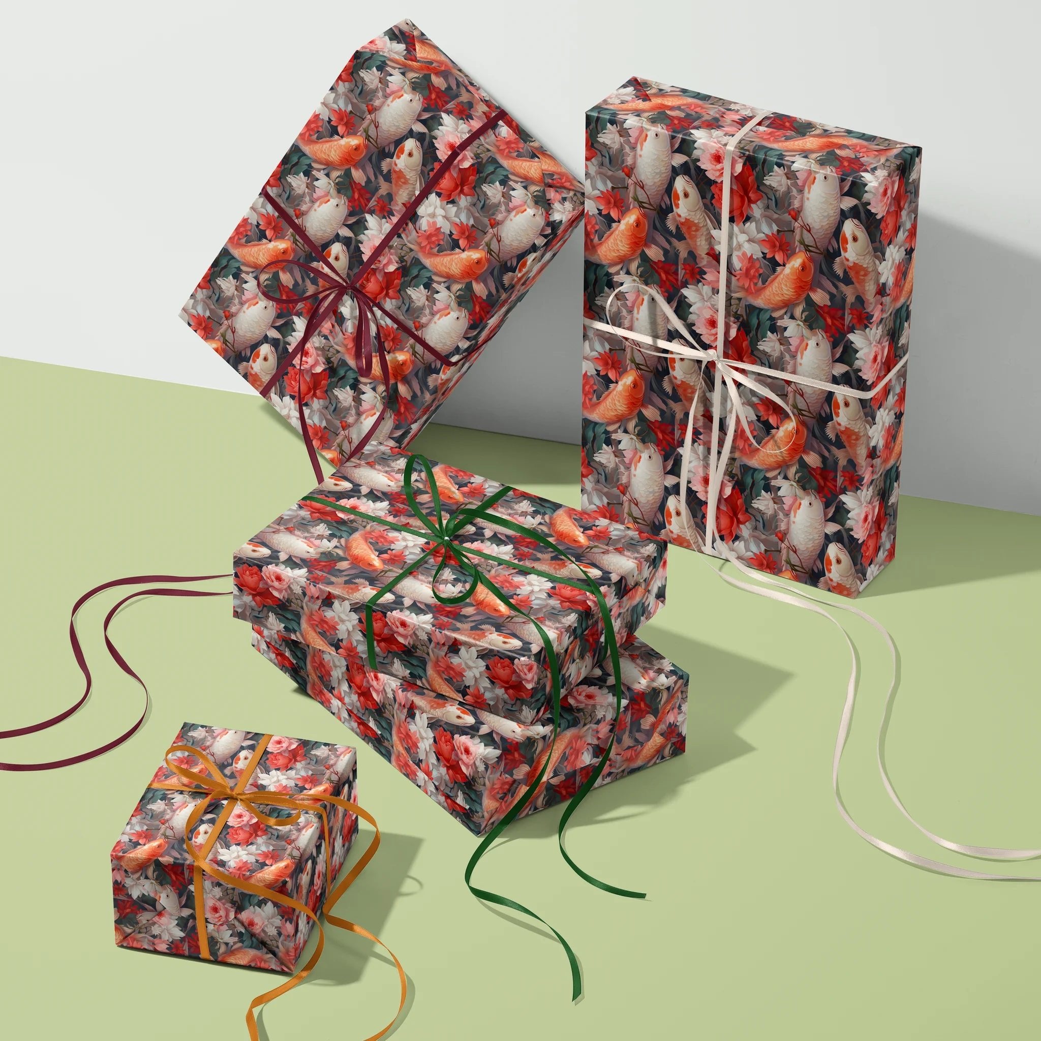 Aquatic Floral Harmony Gift Wrapping Paper