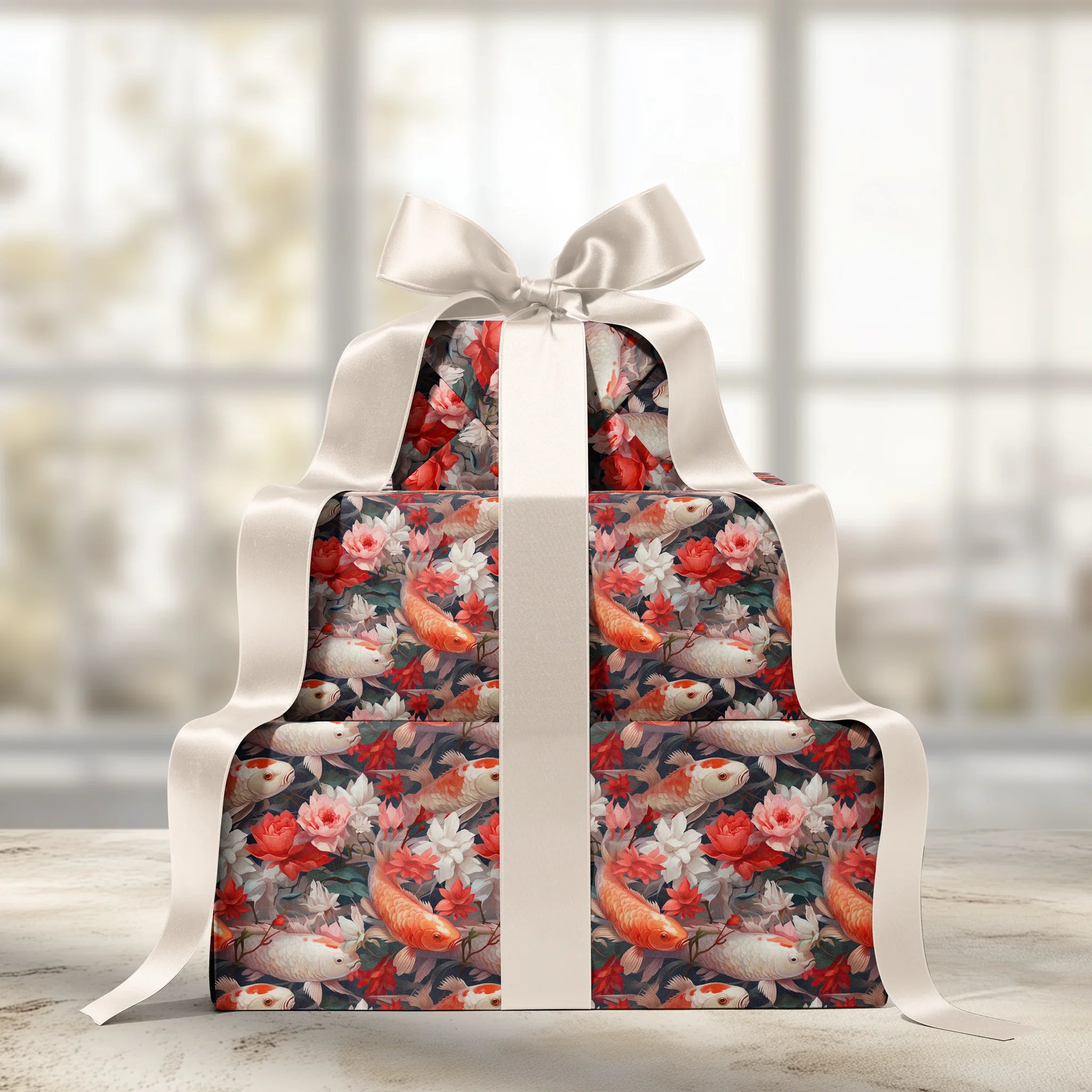 Aquatic Floral Harmony Gift Wrapping Paper