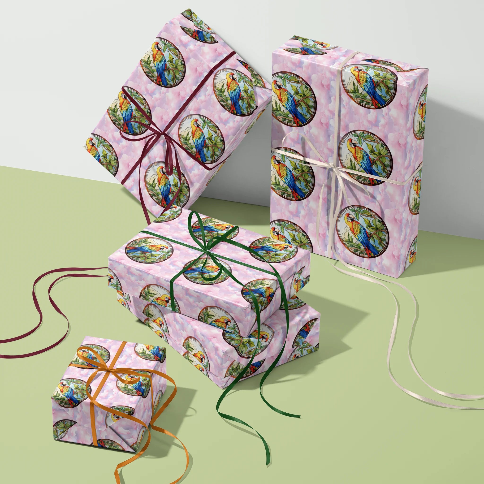Vibrant Layered Feathers Gift Wrapping Paper