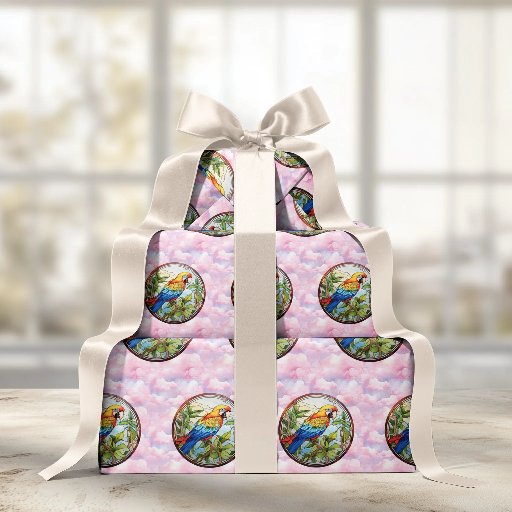 Vibrant Layered Feathers Gift Wrapping Paper