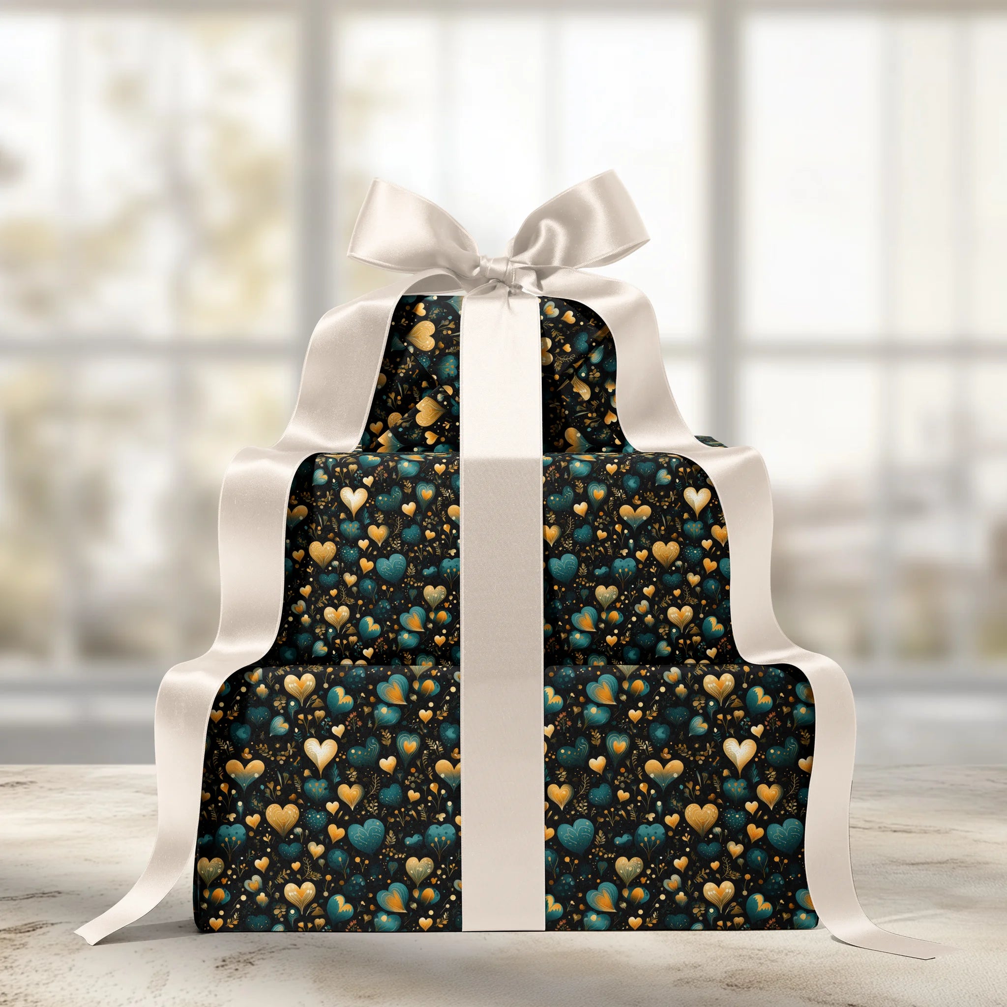 Nighttime Heart Magic Gift Wrapping Paper