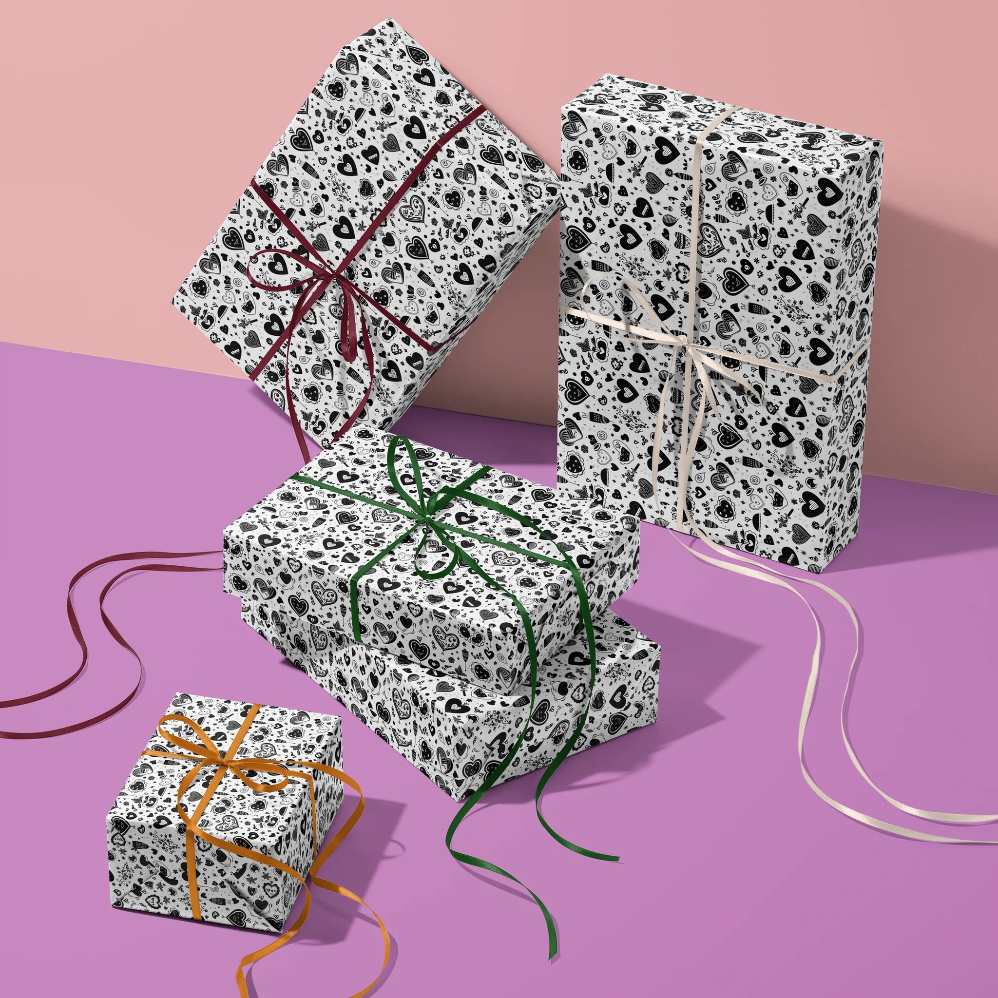 Funky Monochrome Love Gift Wrapping Paper