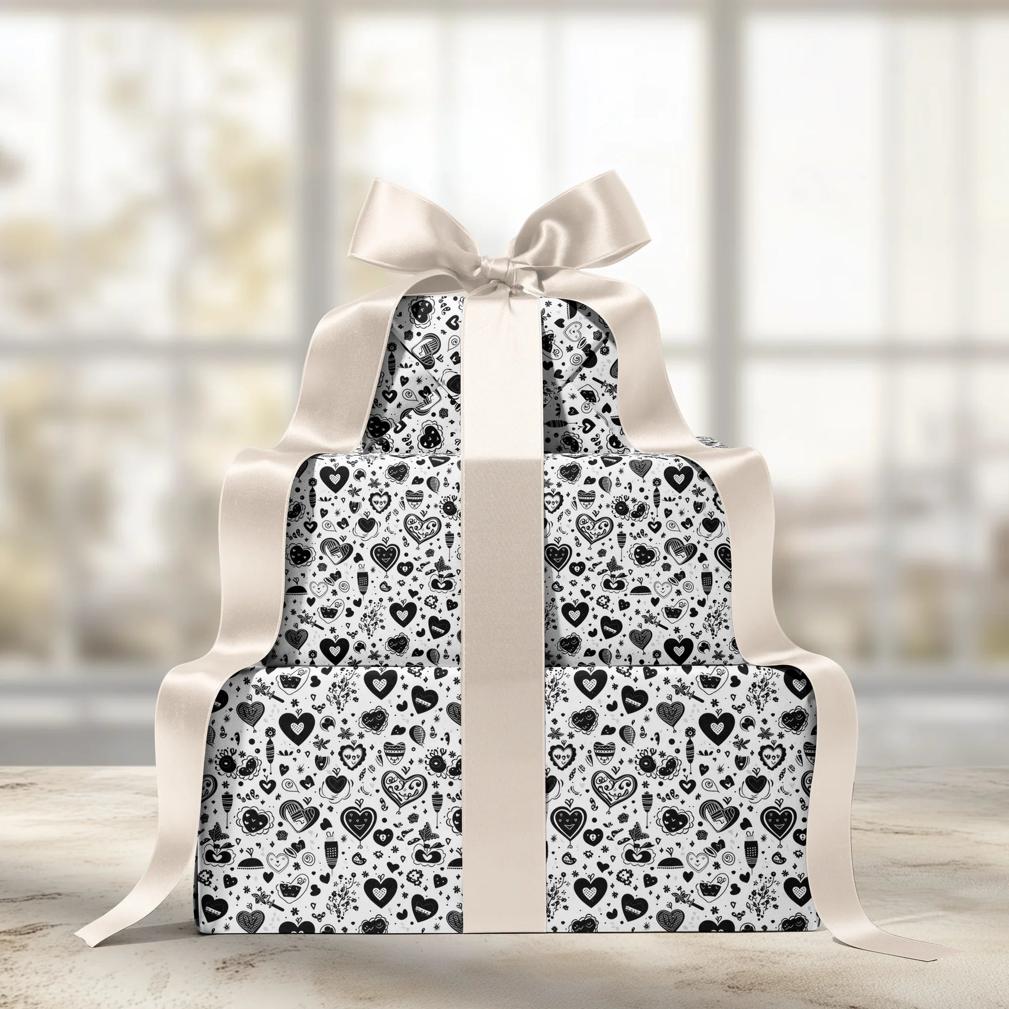 Funky Monochrome Love Gift Wrapping Paper