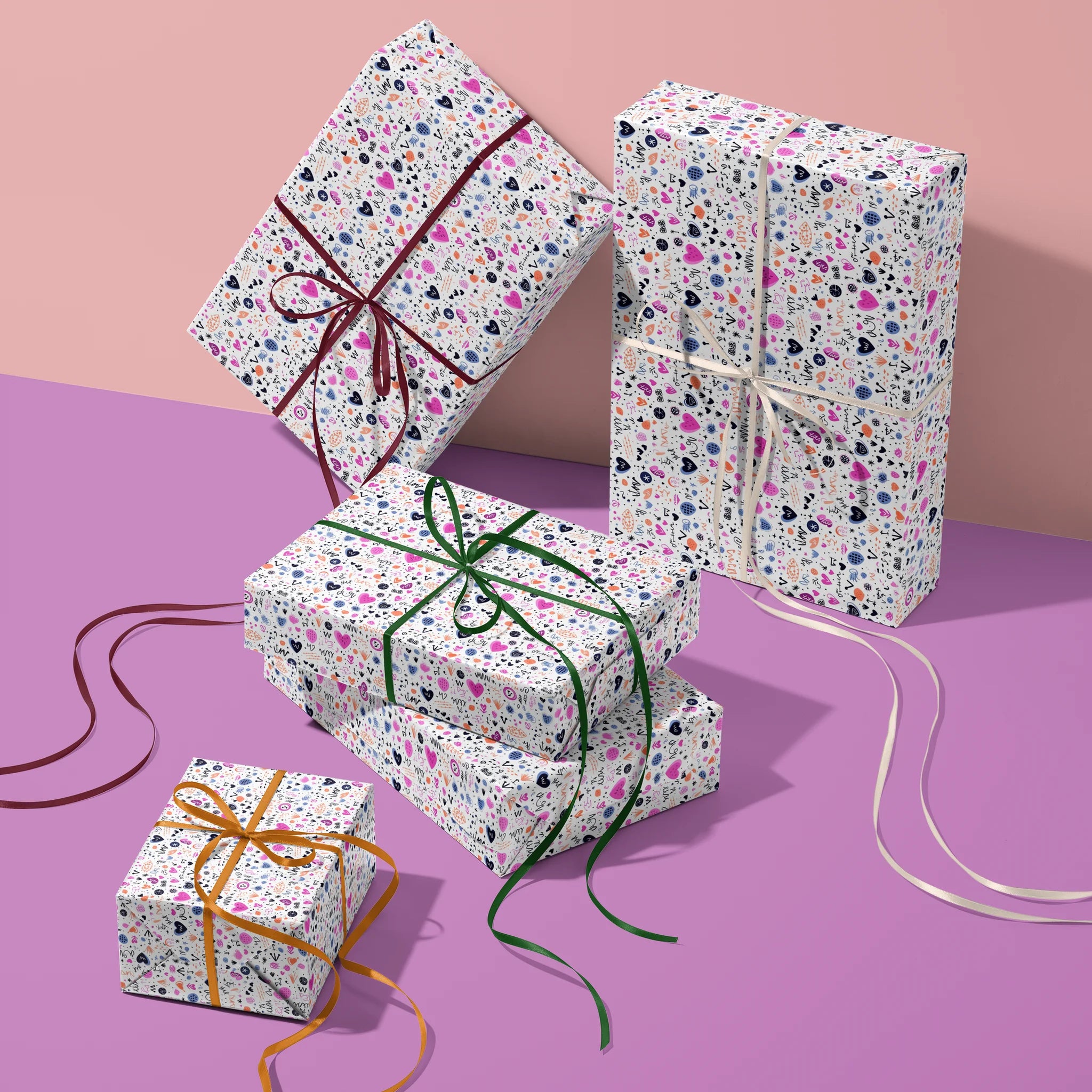 Funky Love Scribbles Gift Wrapping Paper