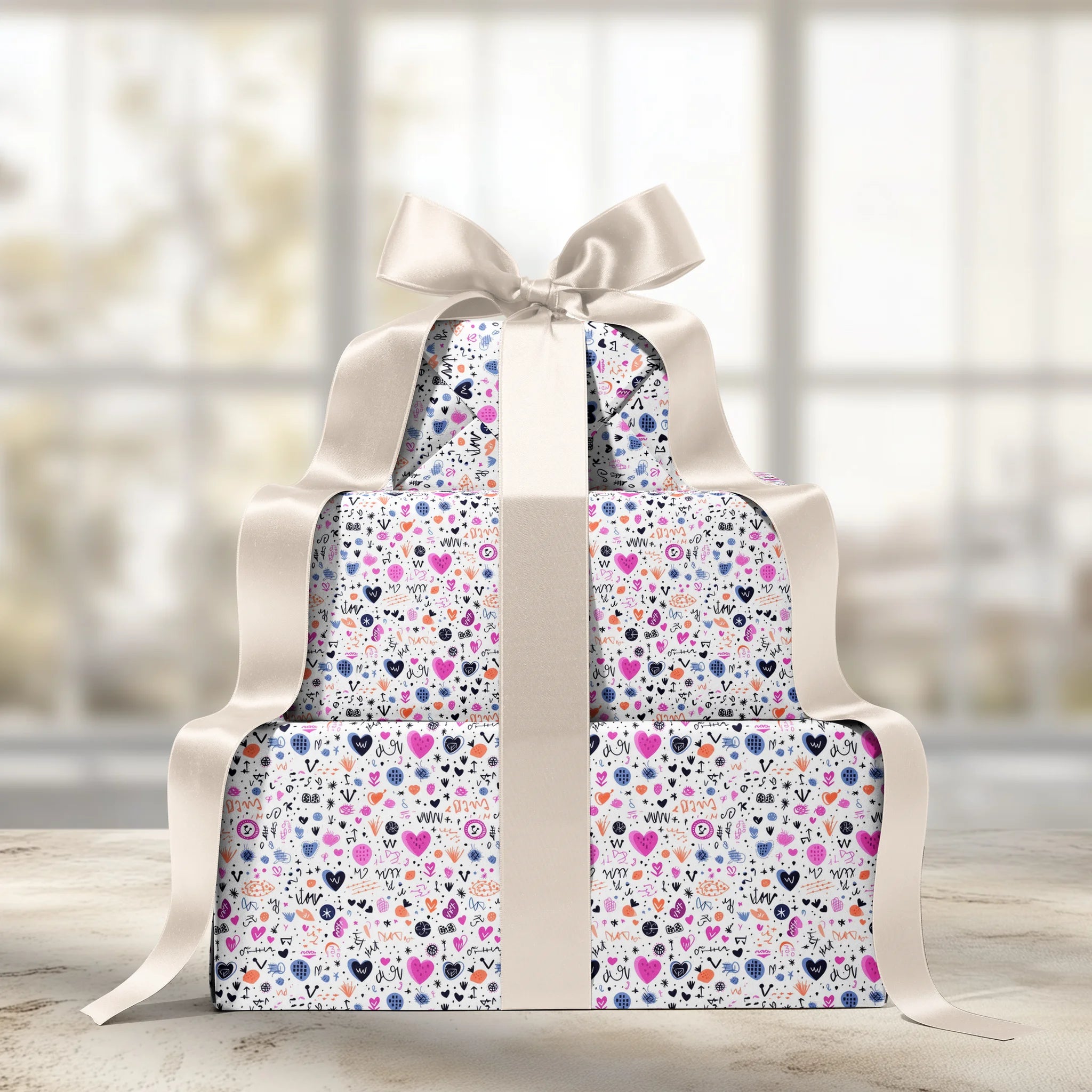 Funky Love Scribbles Gift Wrapping Paper