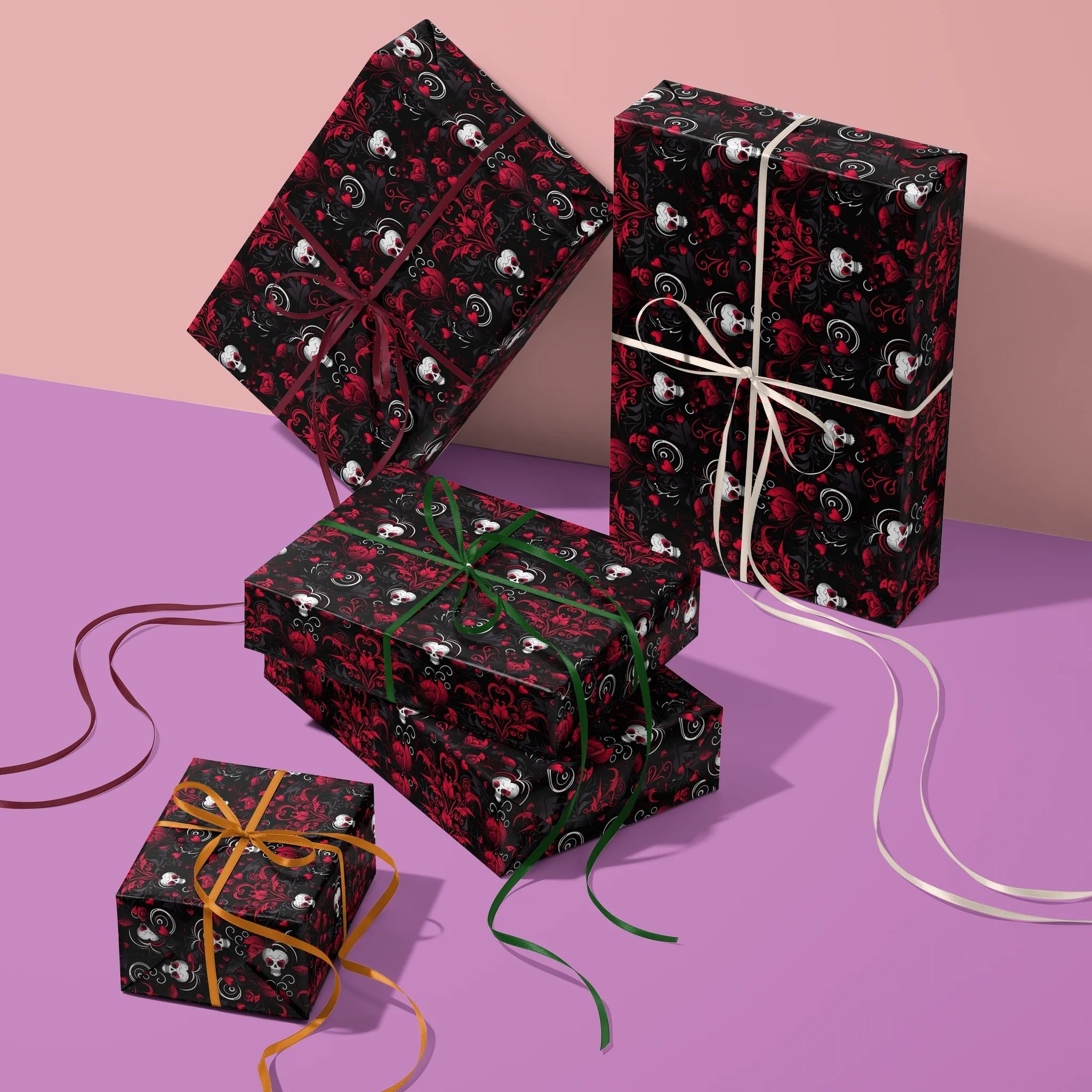 Hearts And Skulls Gift Wrapping Paper