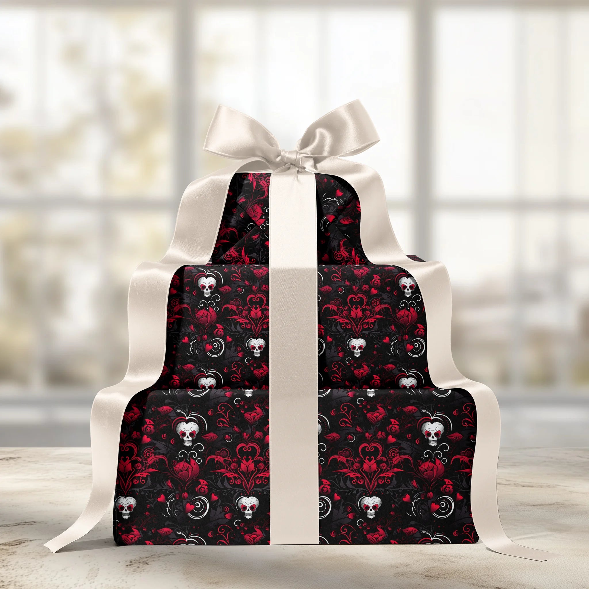 Hearts And Skulls Gift Wrapping Paper