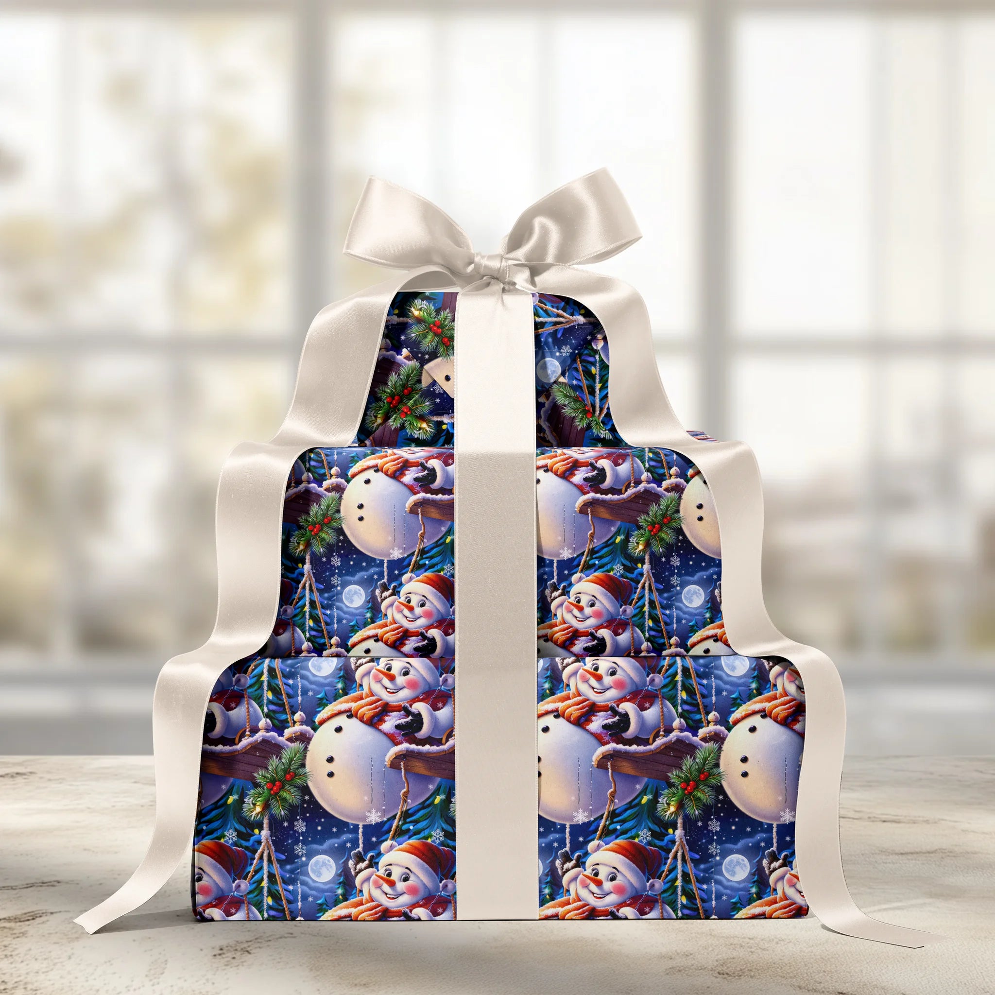 Snowman’s Swing Set Gift Wrapping Paper
