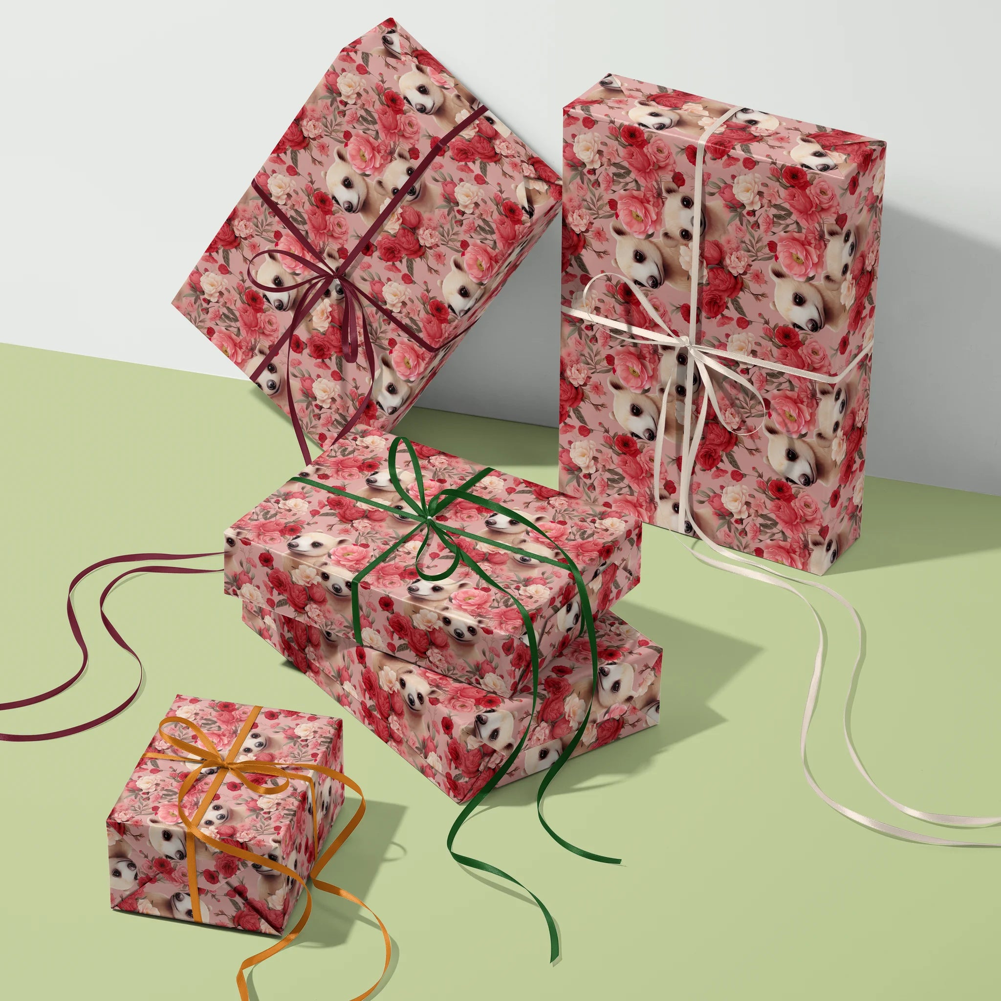 Blossoming Meerkat Family Gift Wrapping Paper