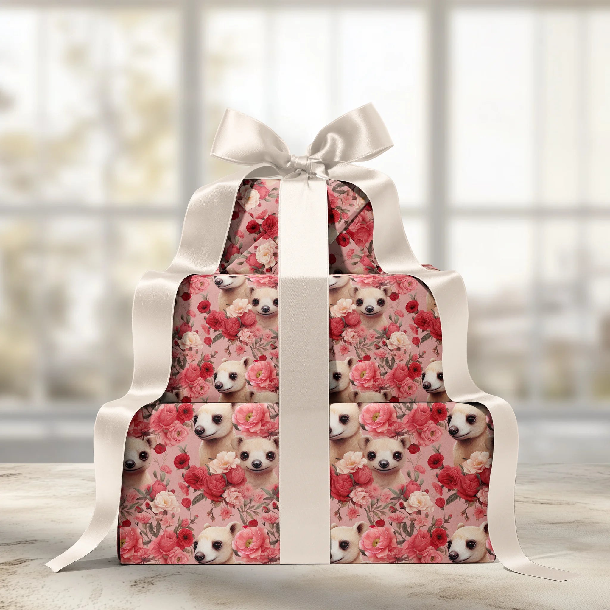 Blossoming Meerkat Family Gift Wrapping Paper
