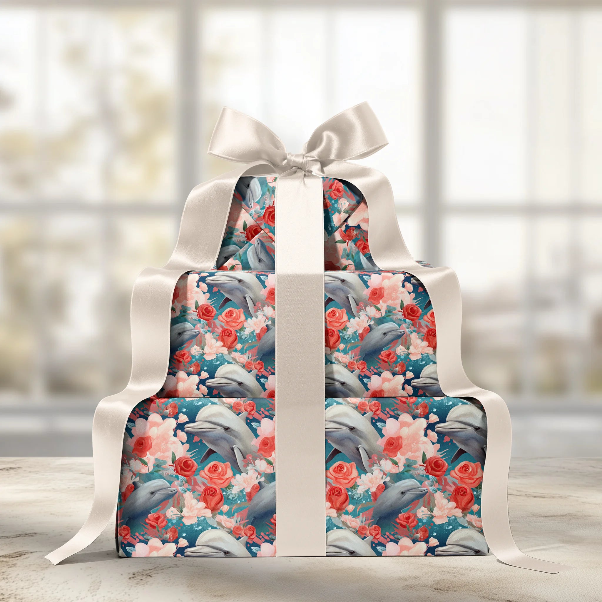 Oceanic Floral Dreams Gift Wrapping Paper