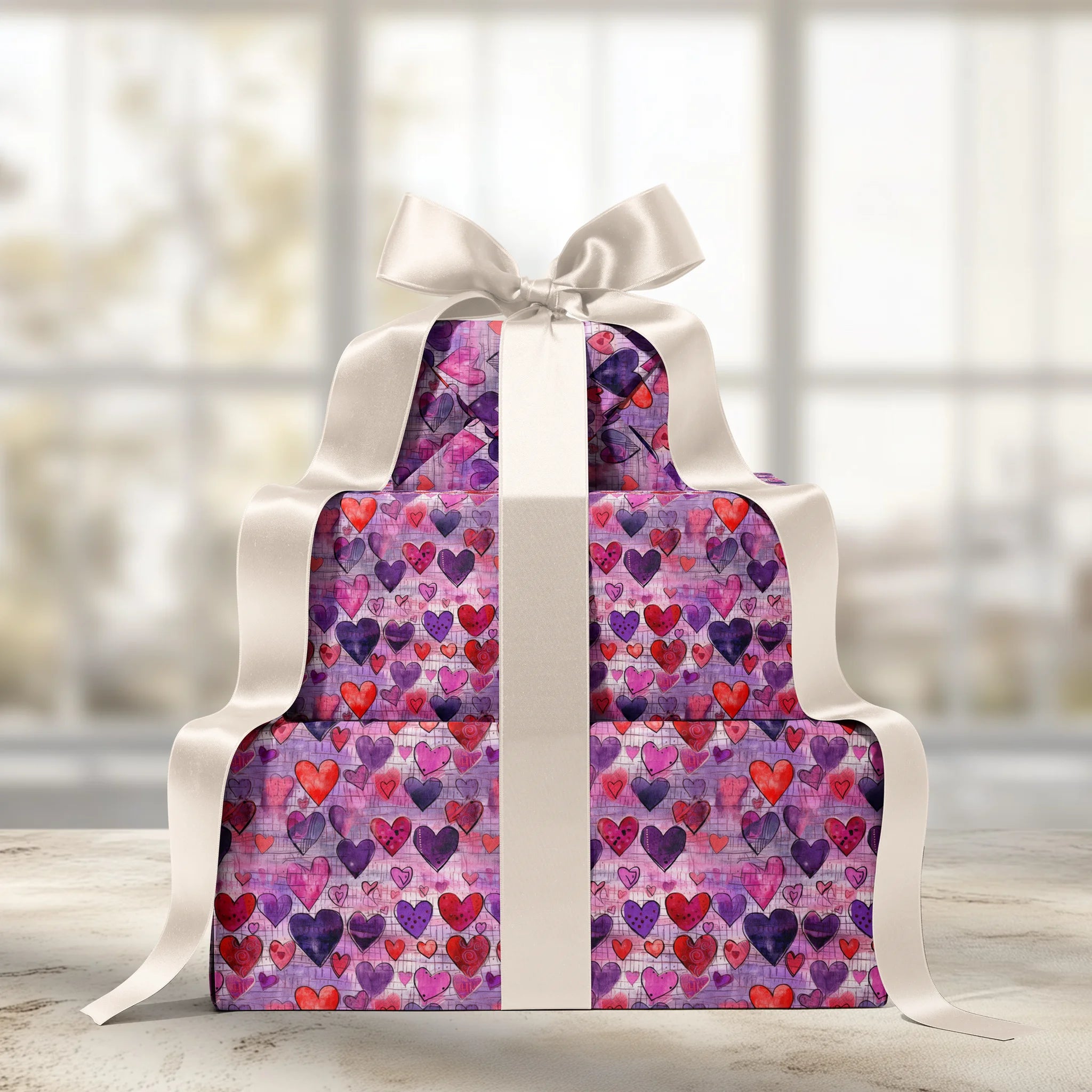 Purple Hearts Rock Gift Wrapping Paper