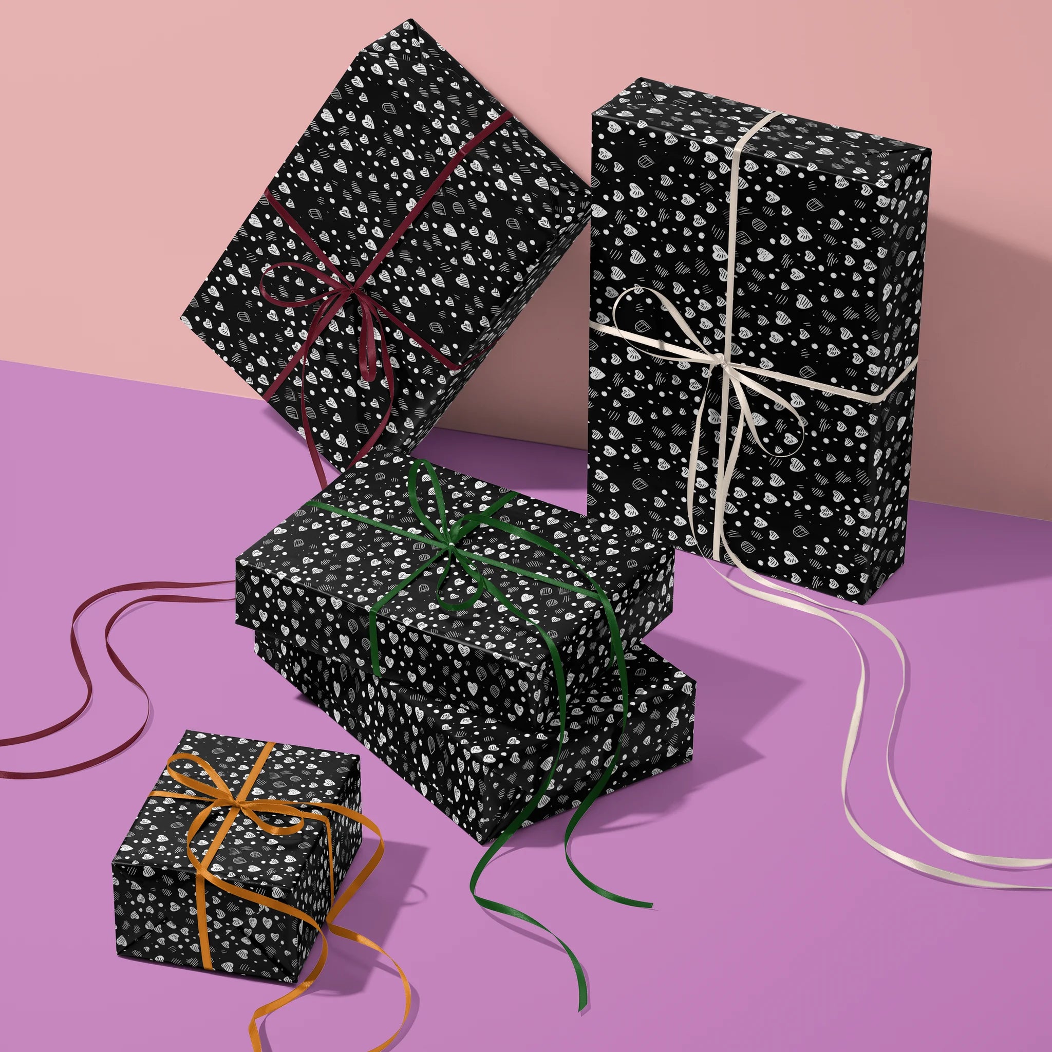 Black And Shiny Love Gift Wrapping Paper