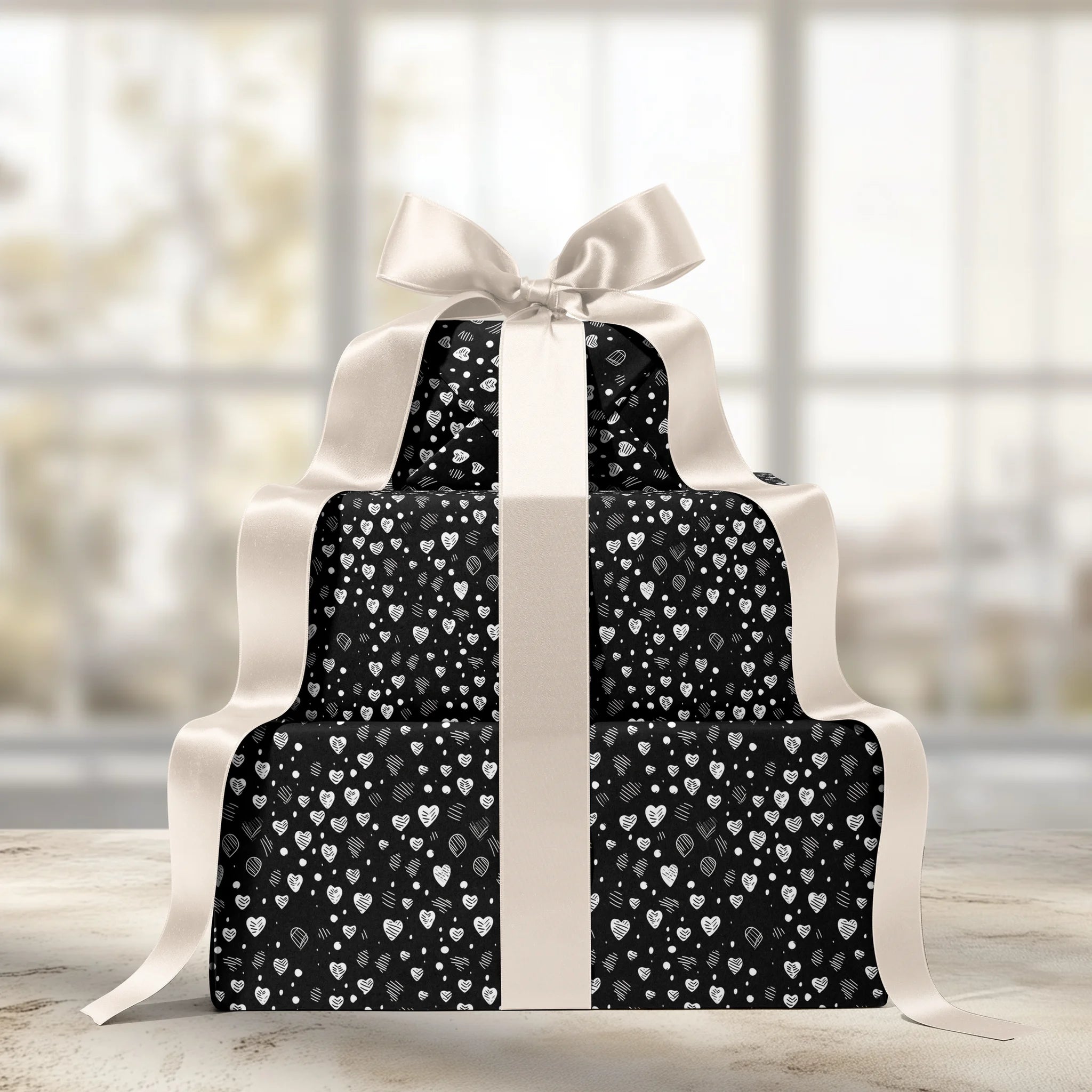 Black And Shiny Love Gift Wrapping Paper