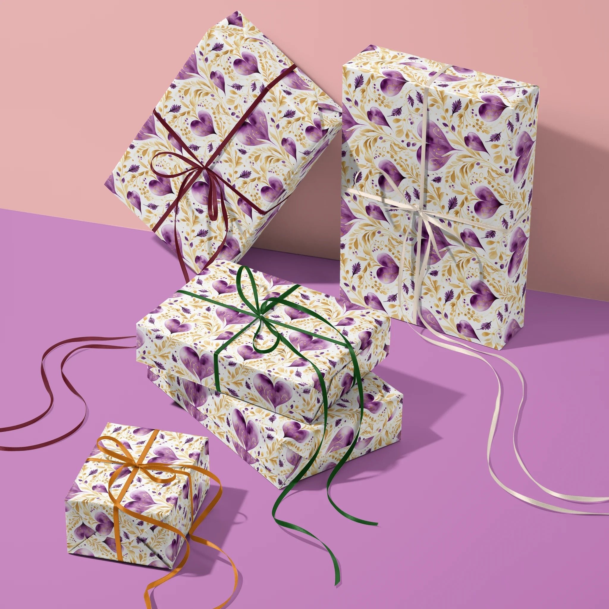 Purple Heart Vibes Gift Wrapping Paper