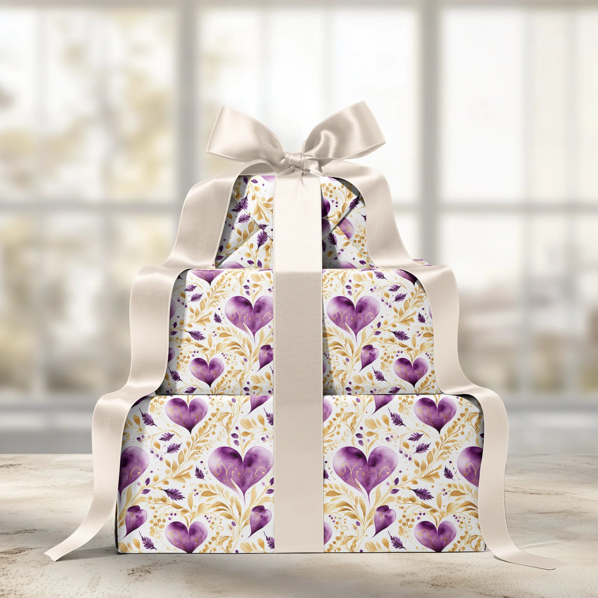 Purple Heart Vibes Gift Wrapping Paper