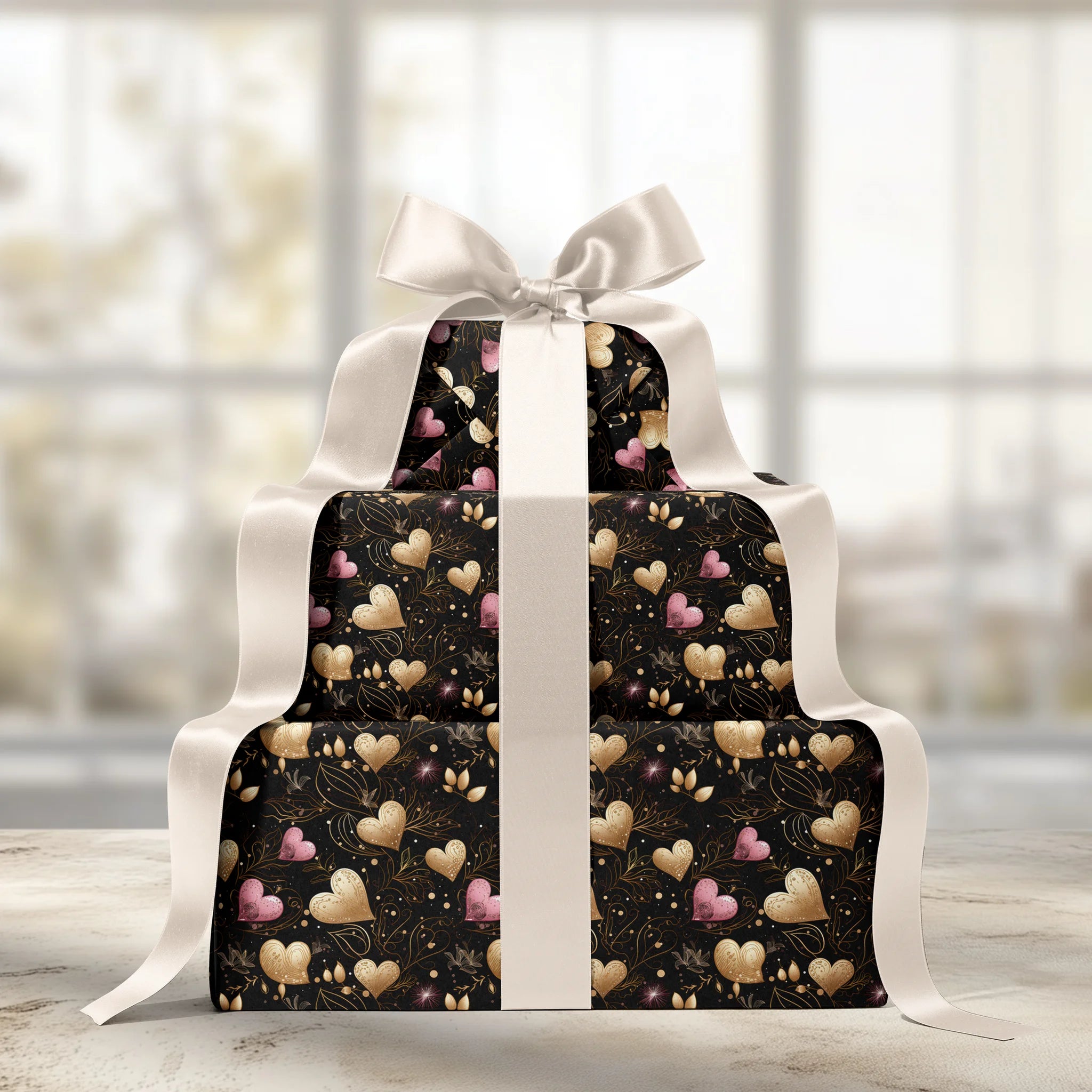 Golden Heart Garden Gift Wrapping Paper