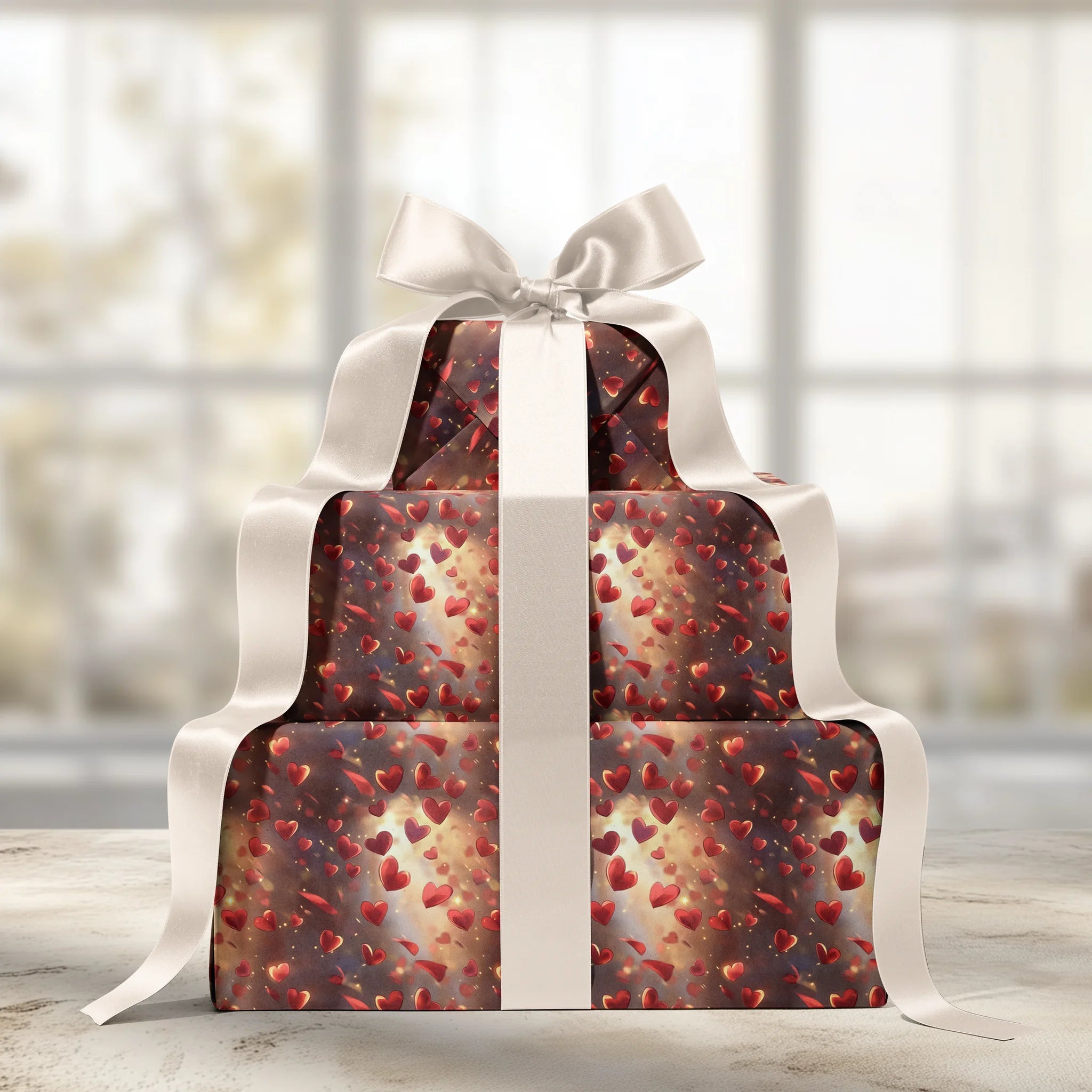 Sparkling Heartfall Gift Wrapping Paper
