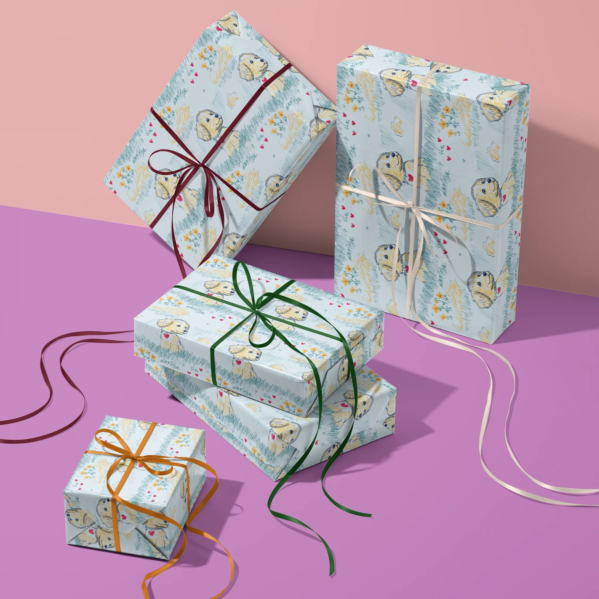 Golden Pup Love Gift Wrapping Paper