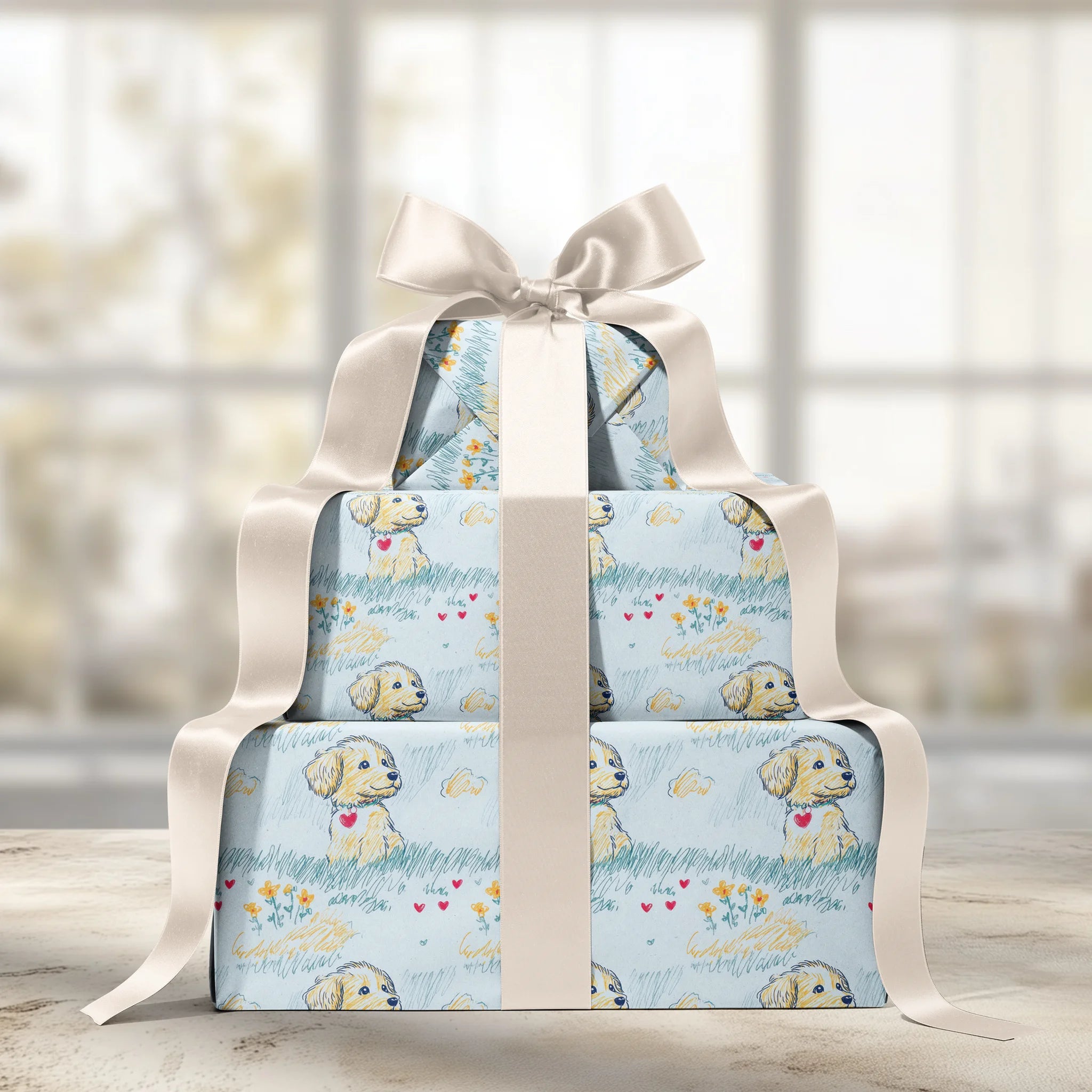 Golden Pup Love Gift Wrapping Paper