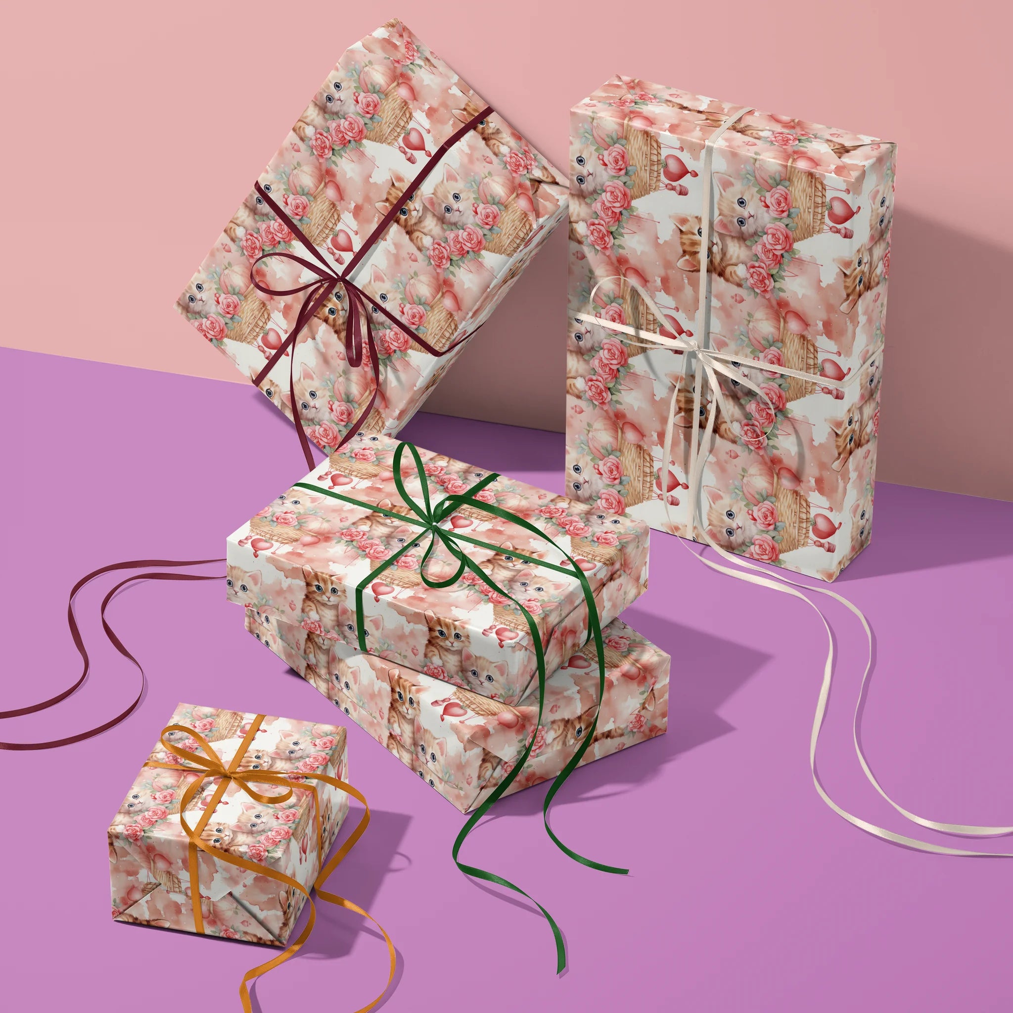 Purr-Fect Roses Gift Wrapping Paper