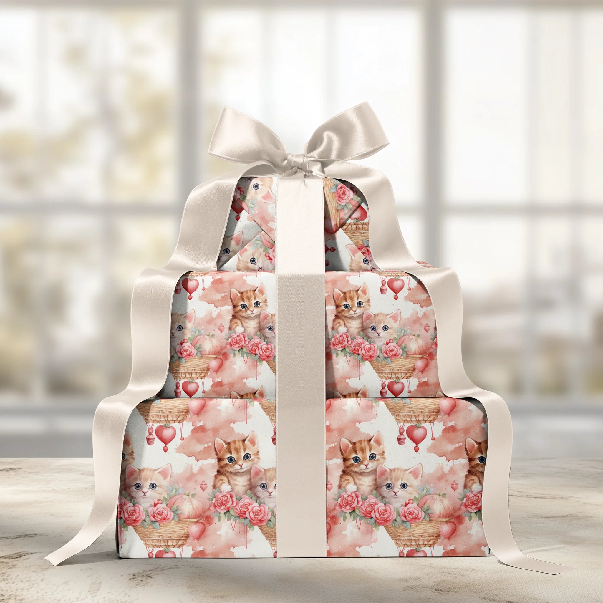 Purr-Fect Roses Gift Wrapping Paper