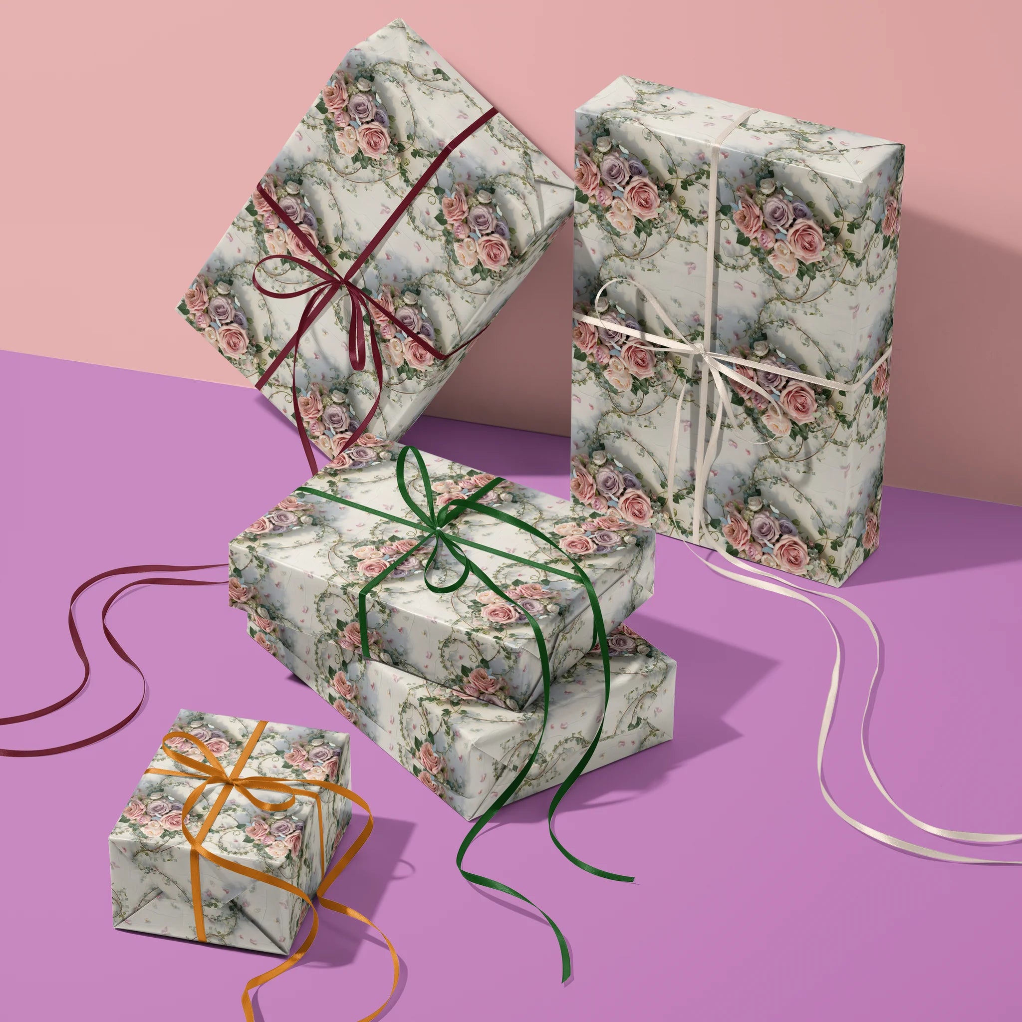 Romantic Floral Love Gift Wrapping Paper