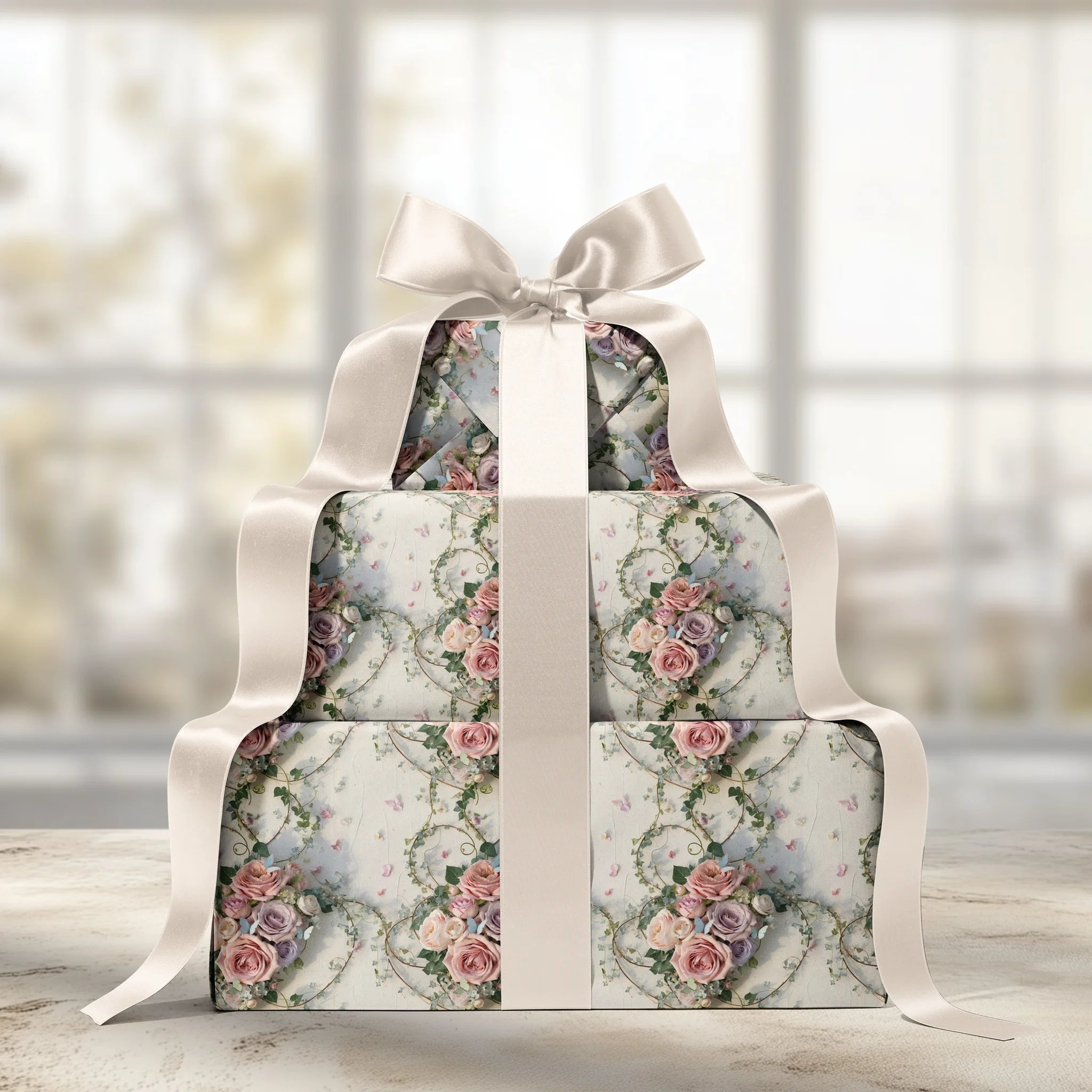 Romantic Floral Love Gift Wrapping Paper