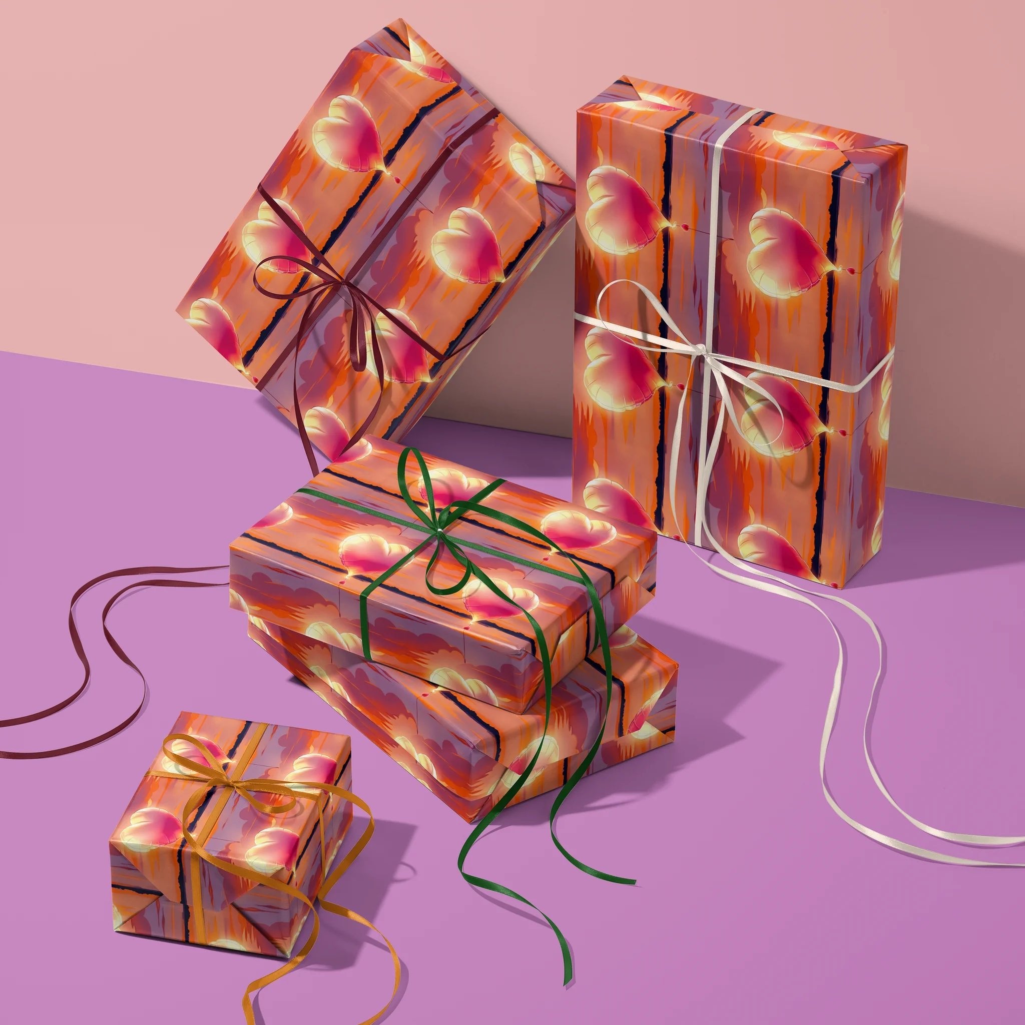 Glowing Floating Love Gift Wrapping Paper