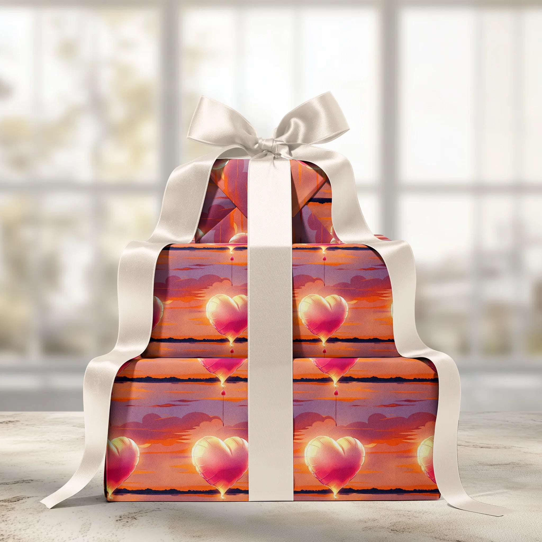 Glowing Floating Love Gift Wrapping Paper