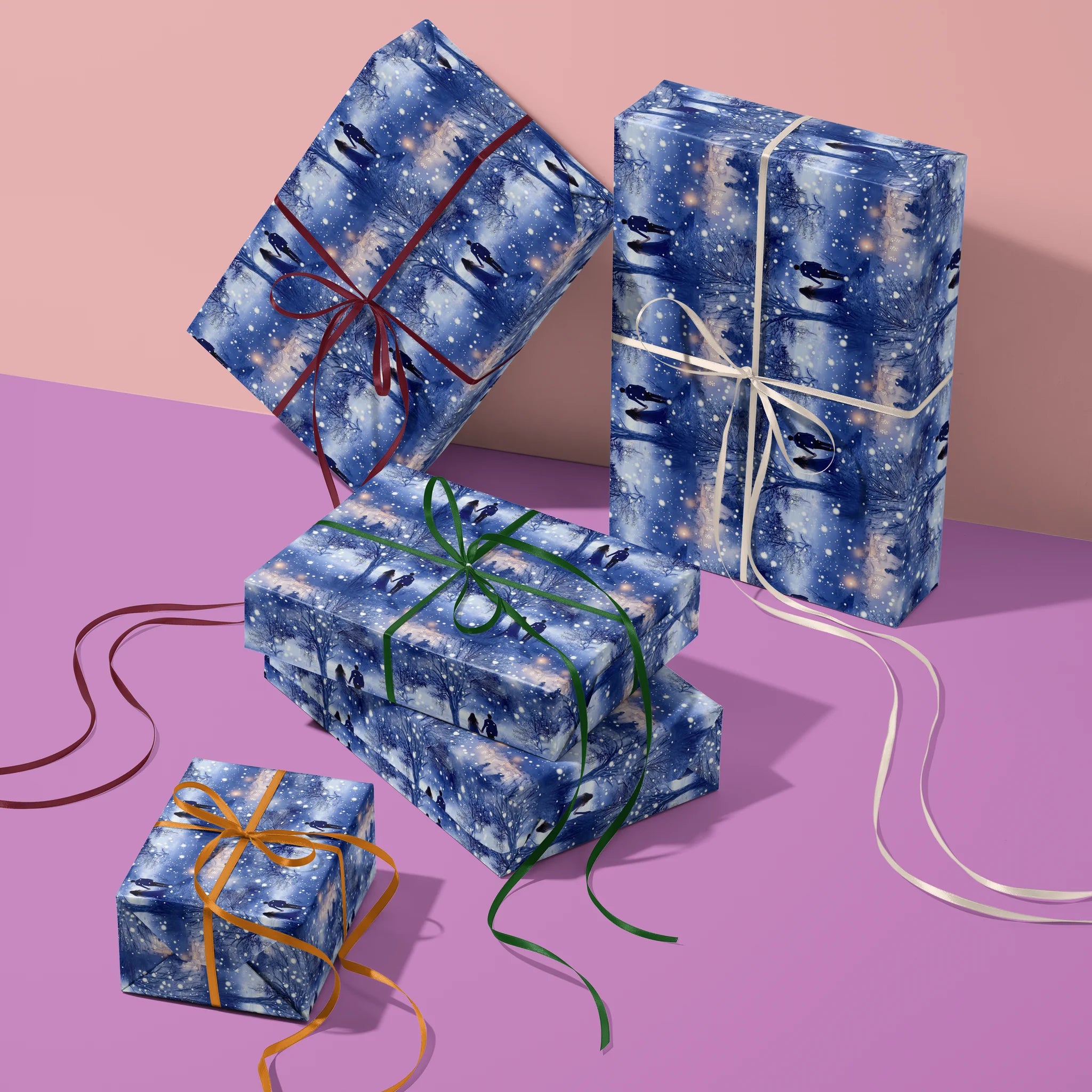 Snowy Love Date Gift Wrapping Paper