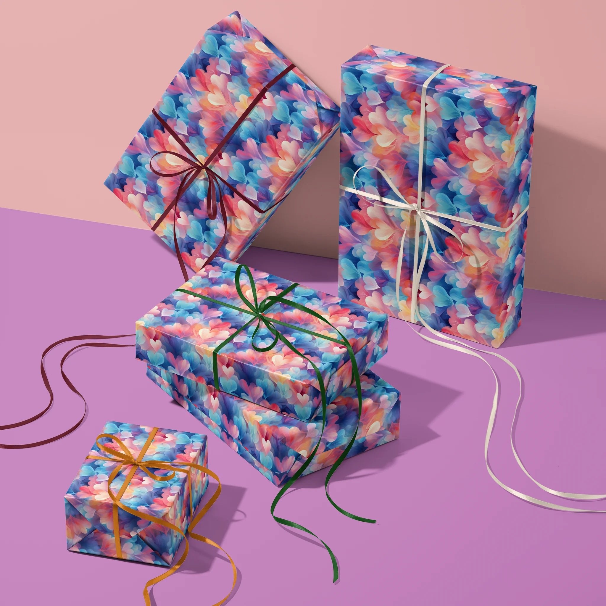 Vibrant Heart Bloom Gift Wrapping Paper