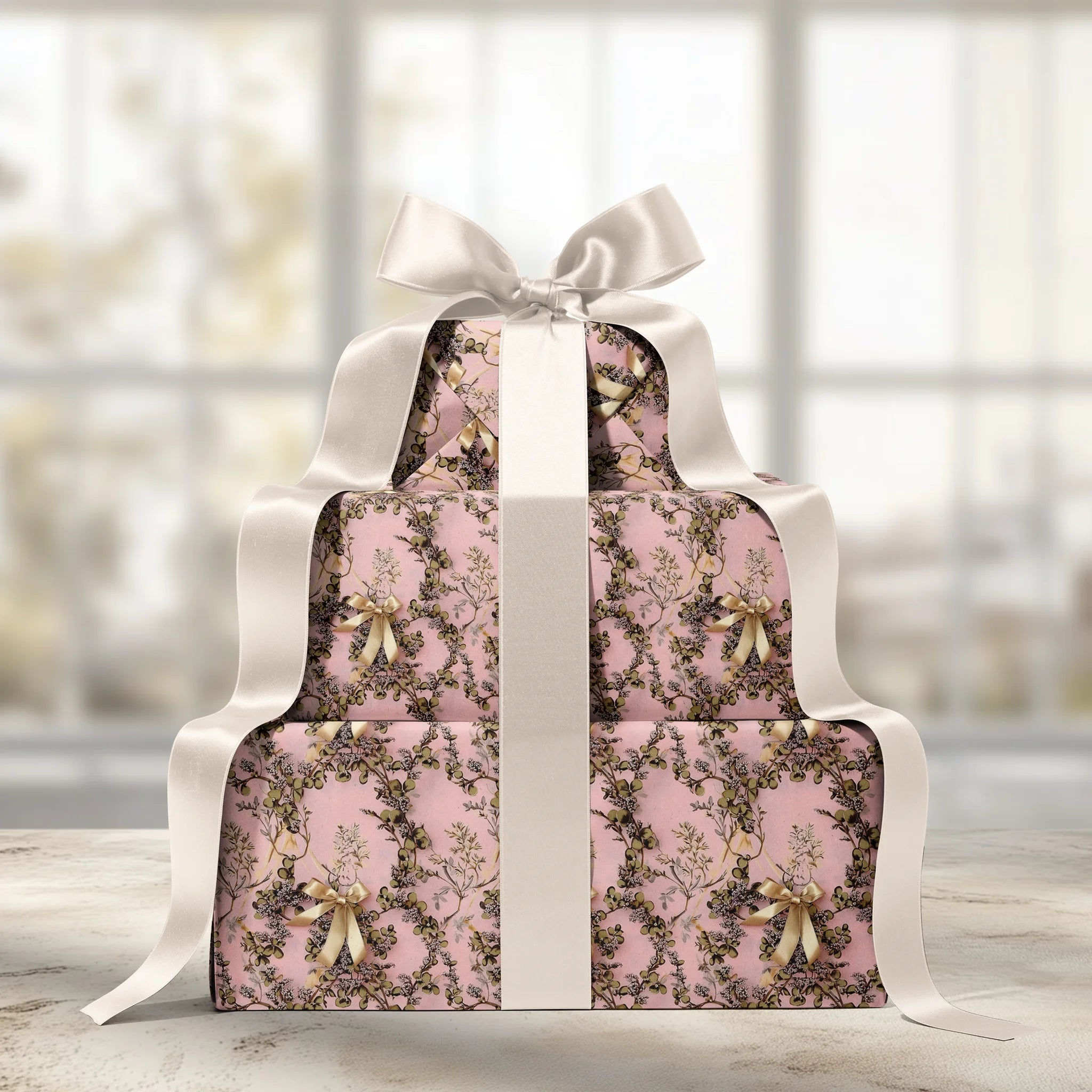 Blush Bow Bliss Gift Wrapping Paper