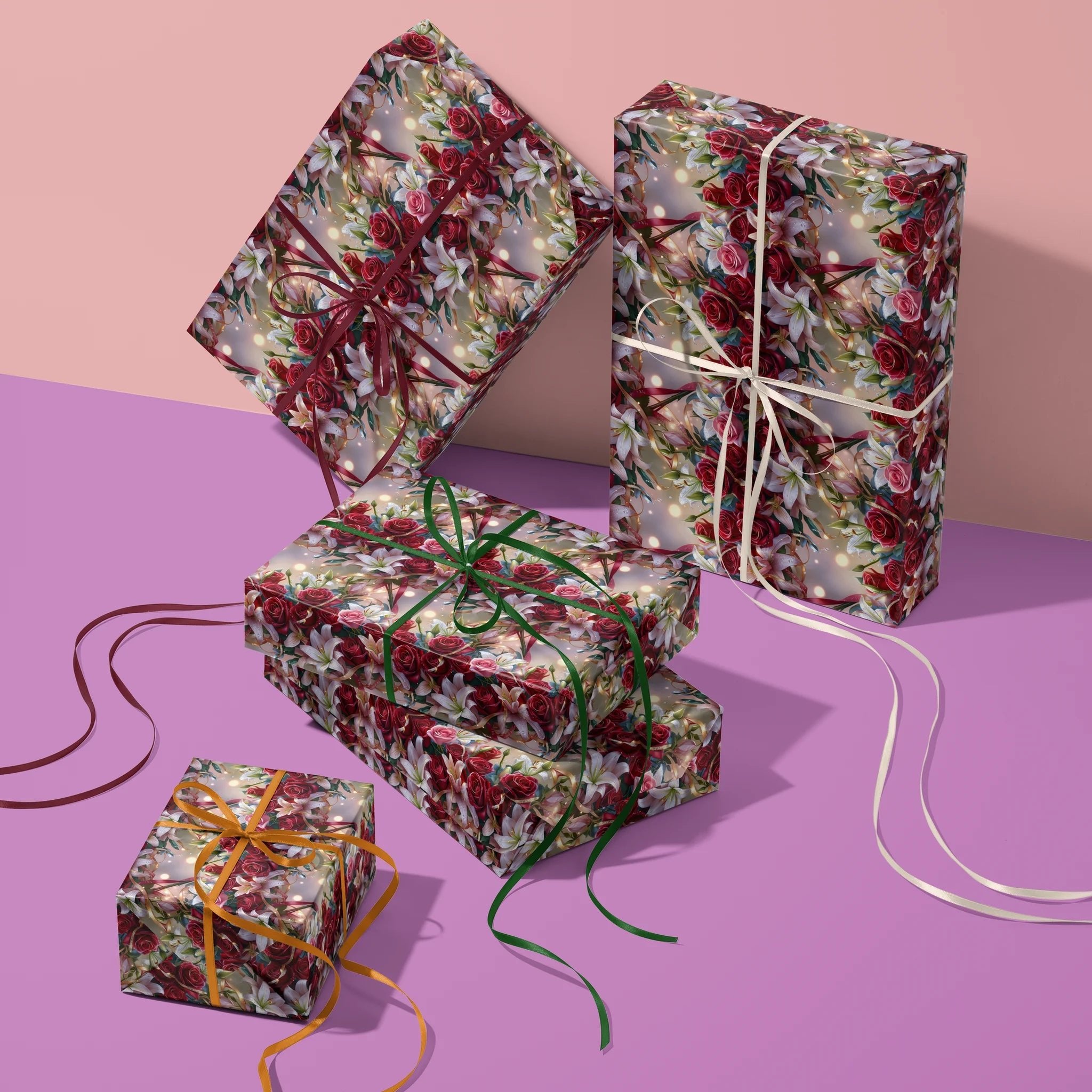 Crimson And Blush Gift Wrapping Paper