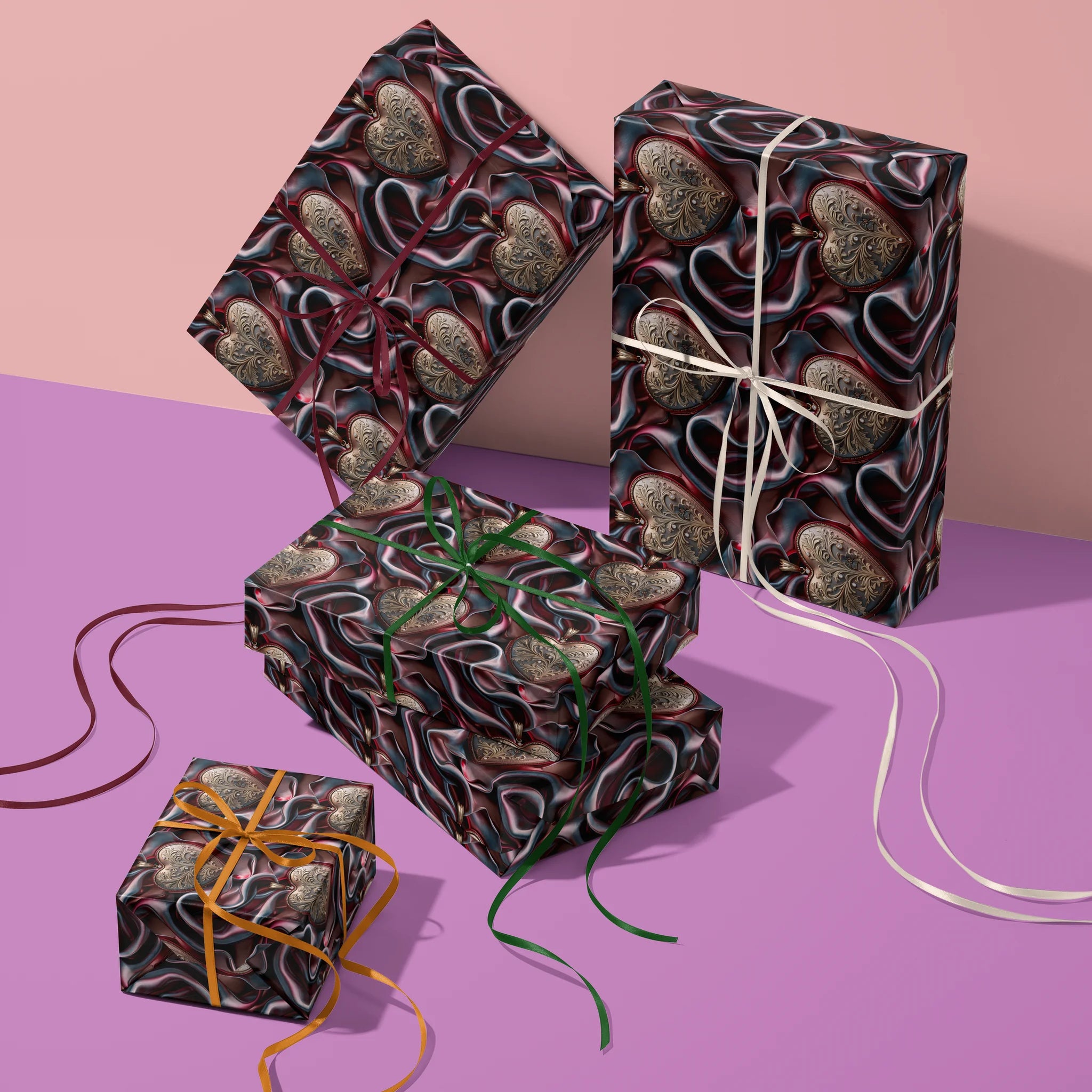 Satin Gilded Romance Gift Wrapping Paper