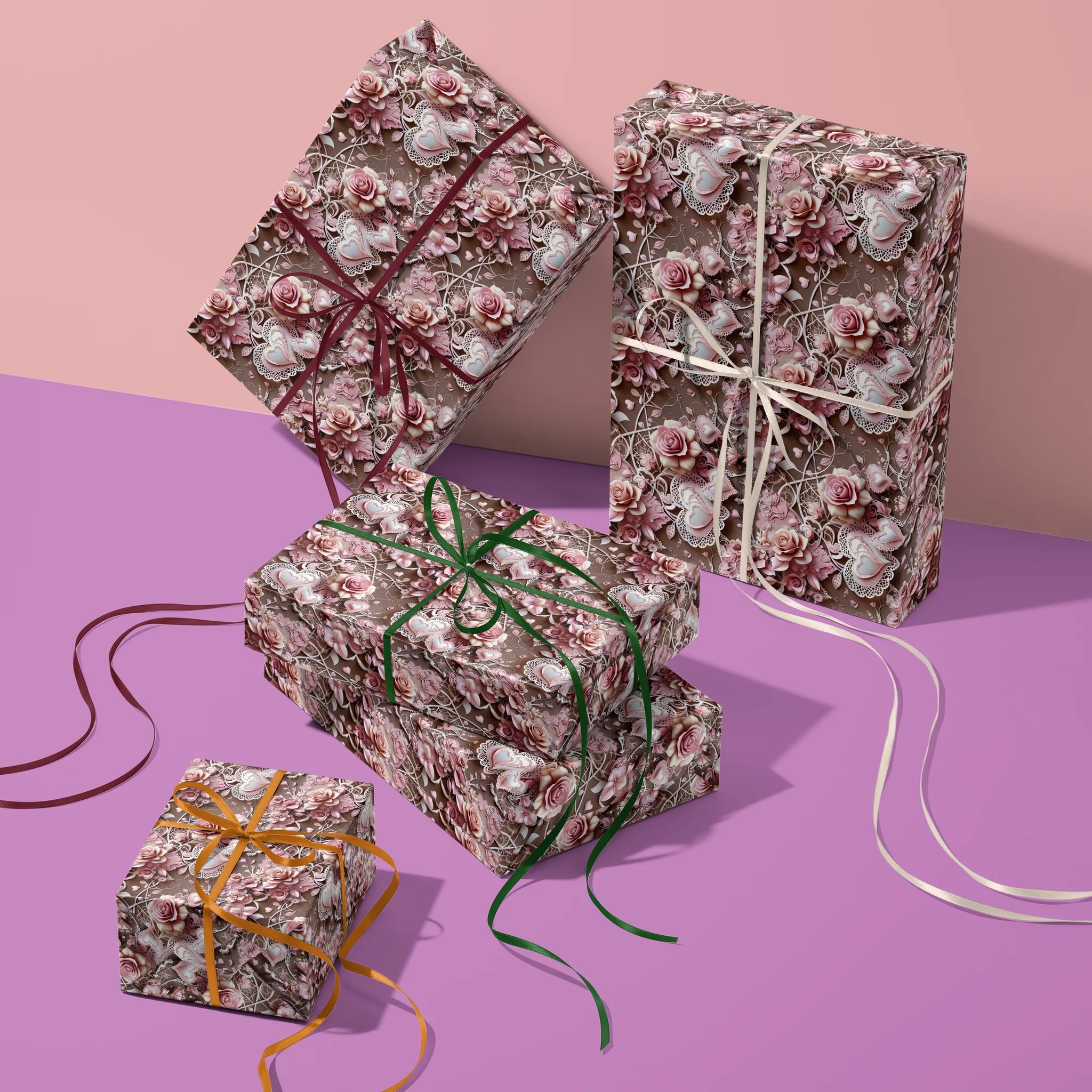 Pink Roses Of Love Gift Wrapping Paper
