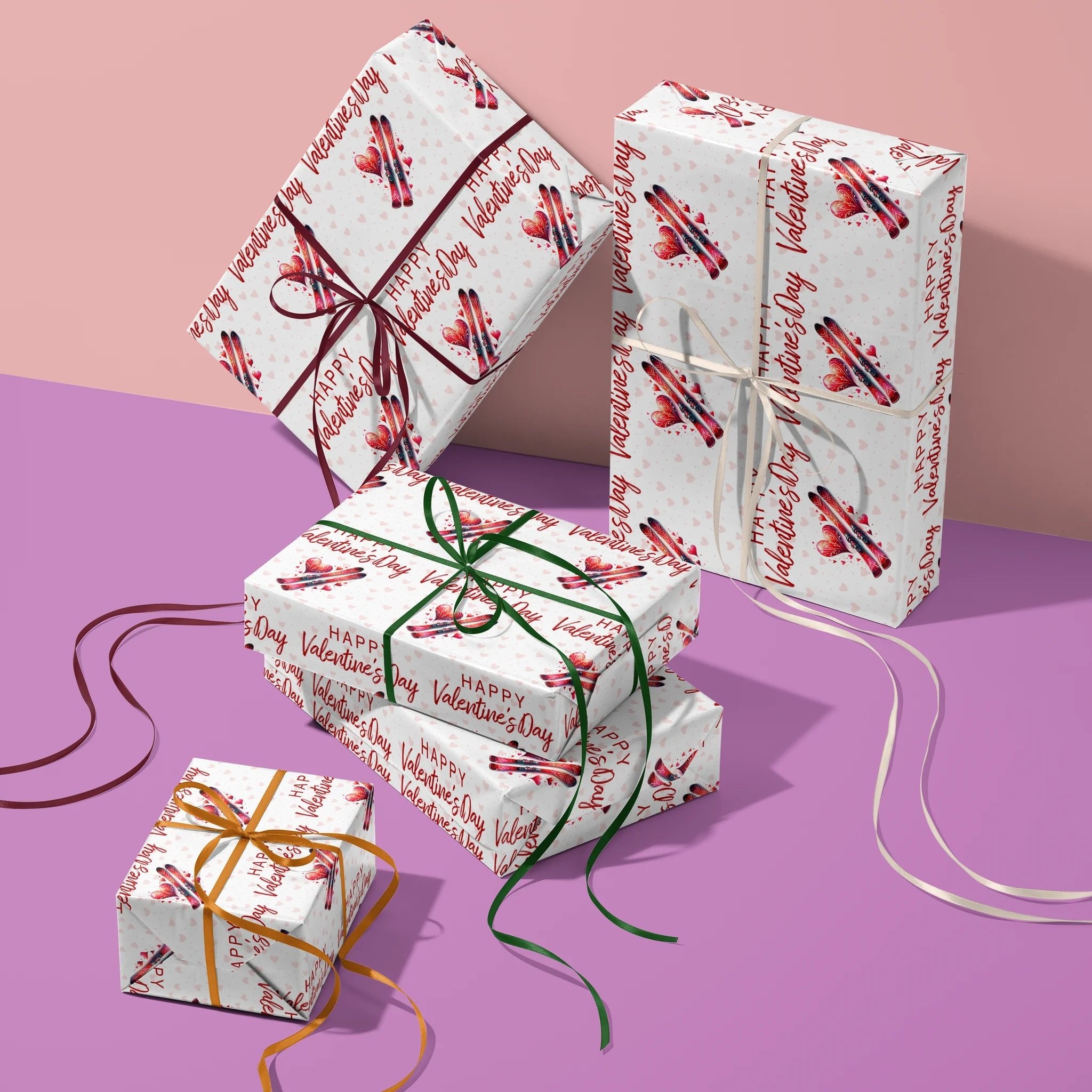 Skis and Kisses Gift Wrapping Paper