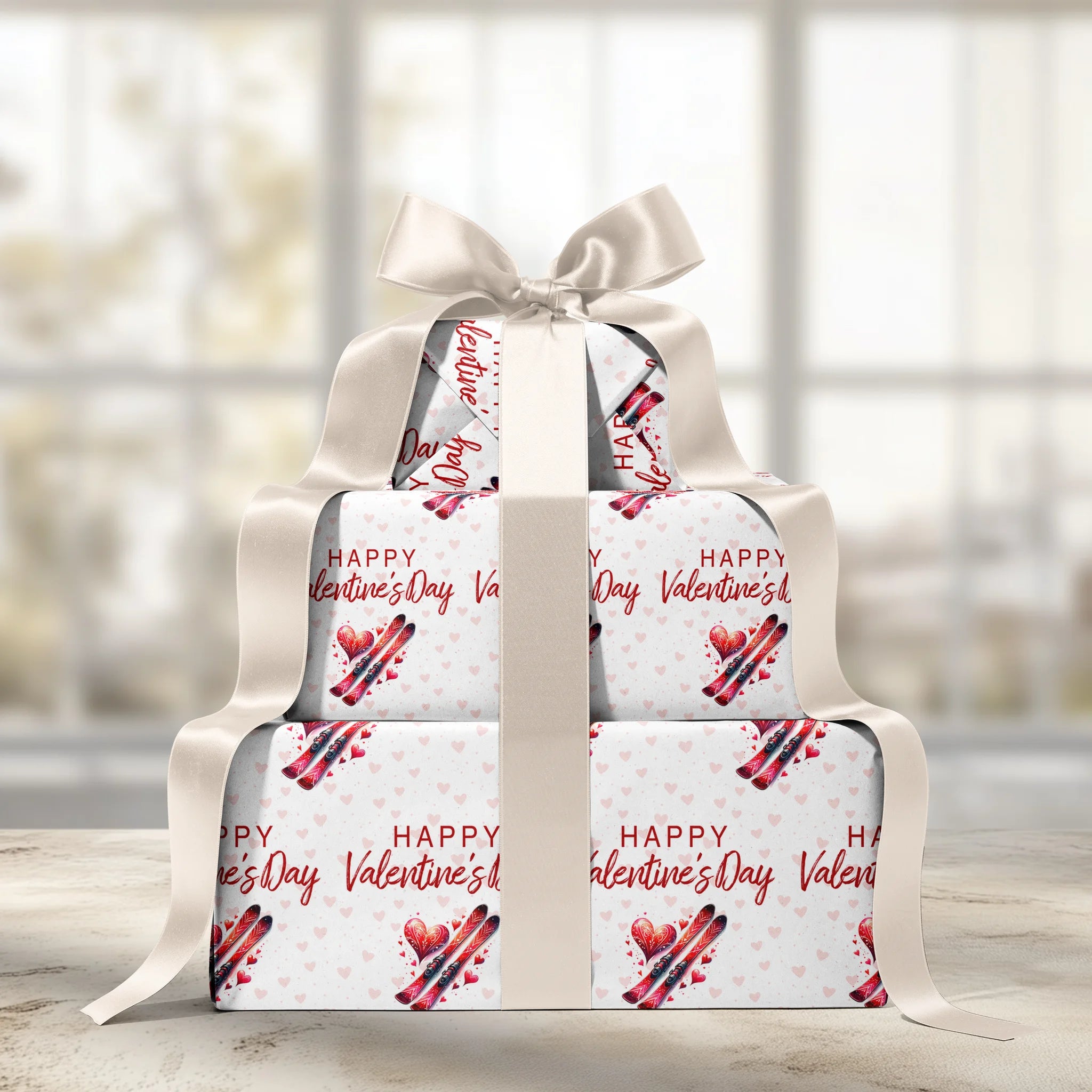 Skis and Kisses Gift Wrapping Paper